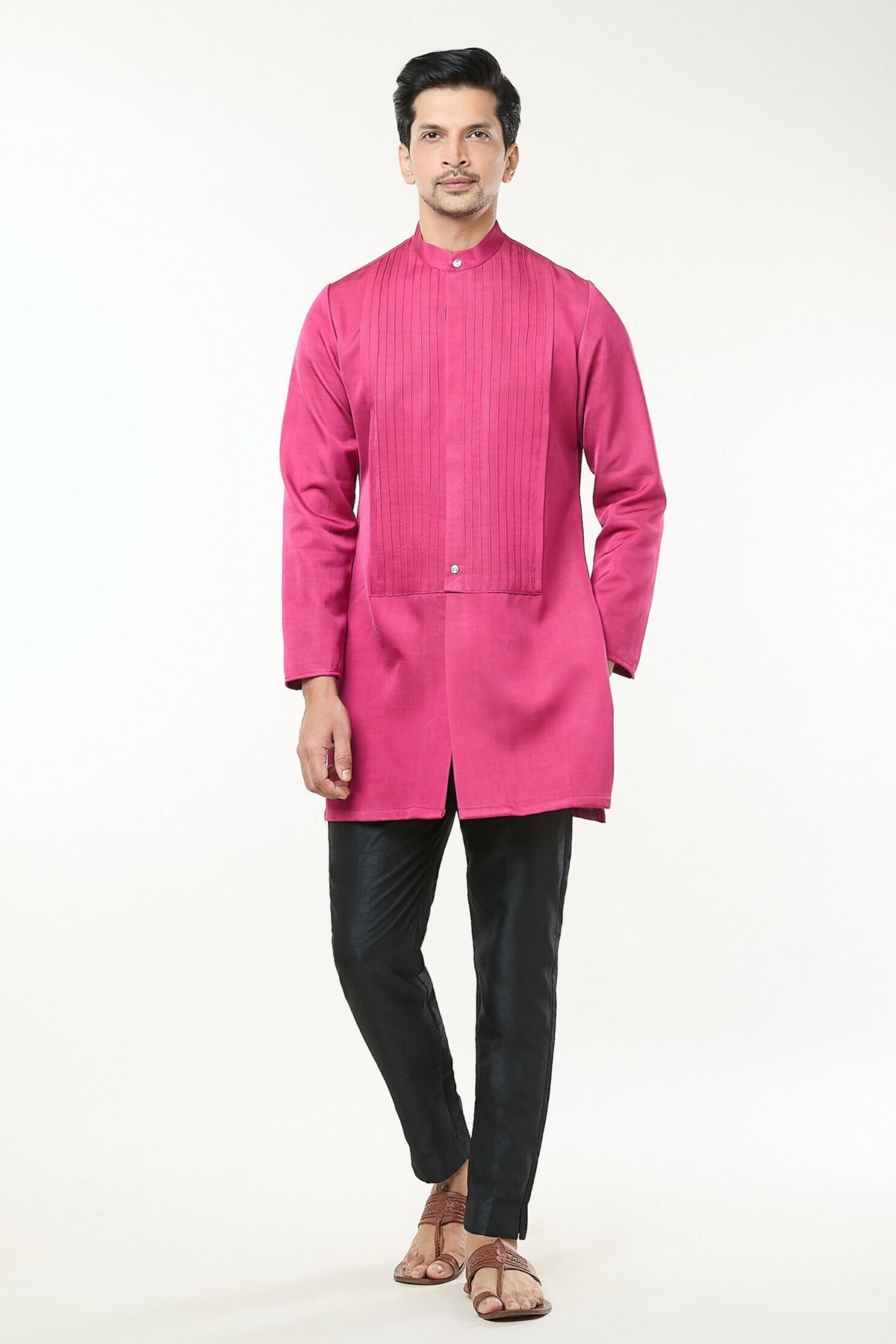 Fuscia Pink Pintuck Kurta Set