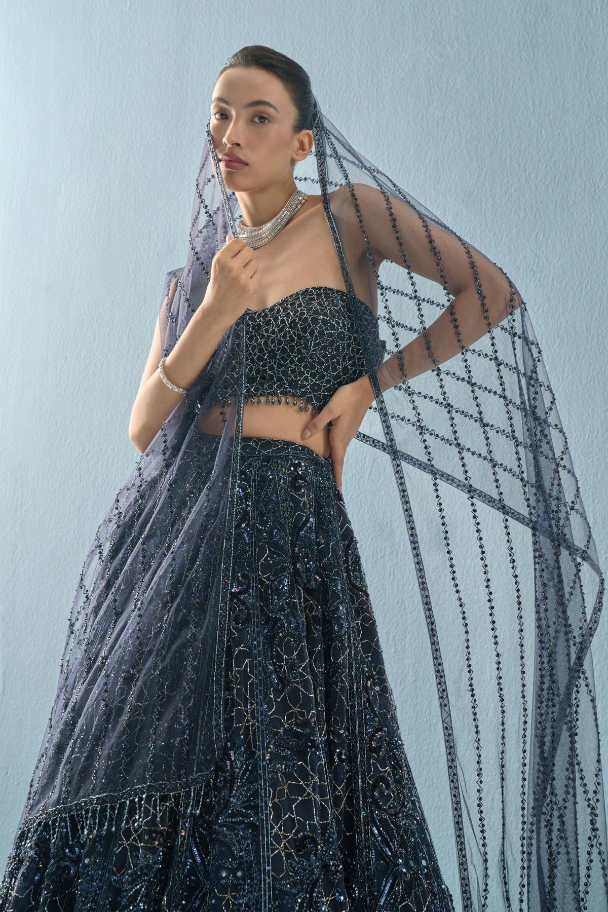 Navy Blue Lehenga Set