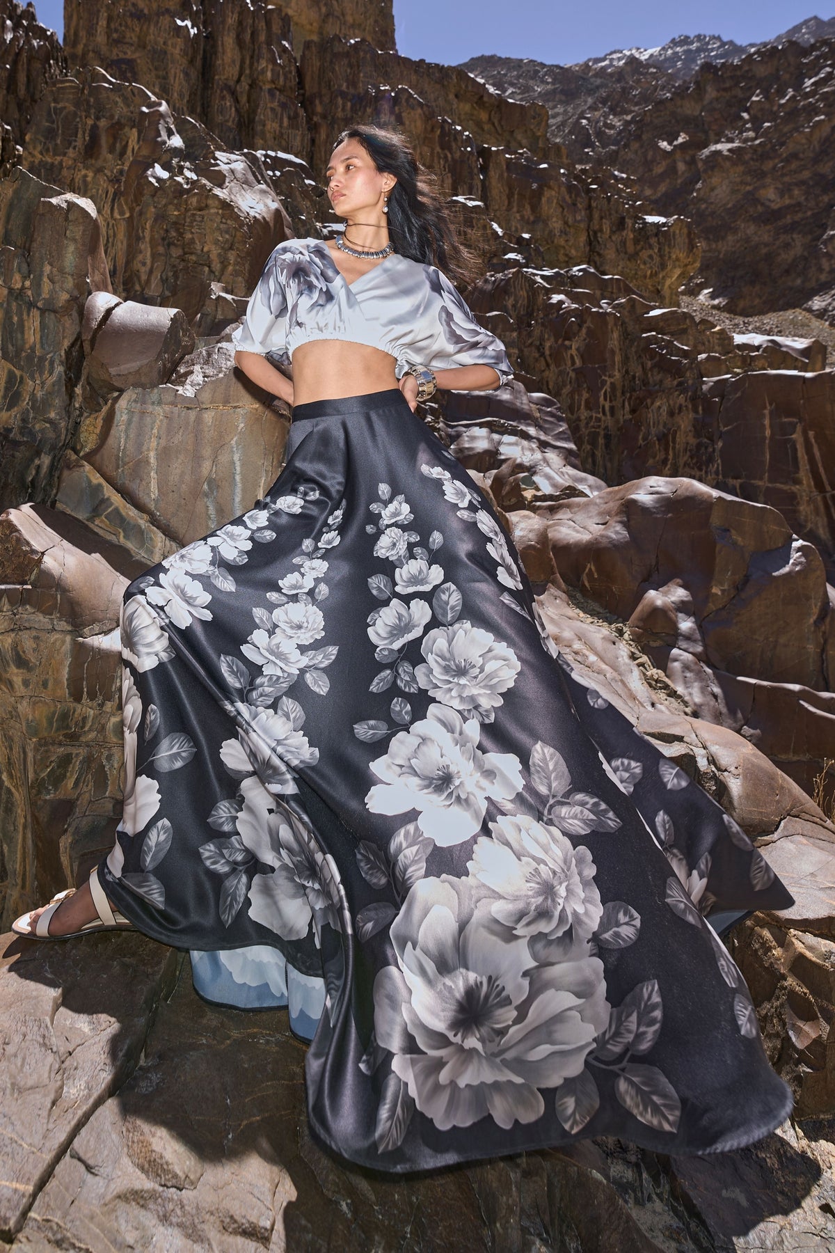 Floral Print Maxi Skirt Set