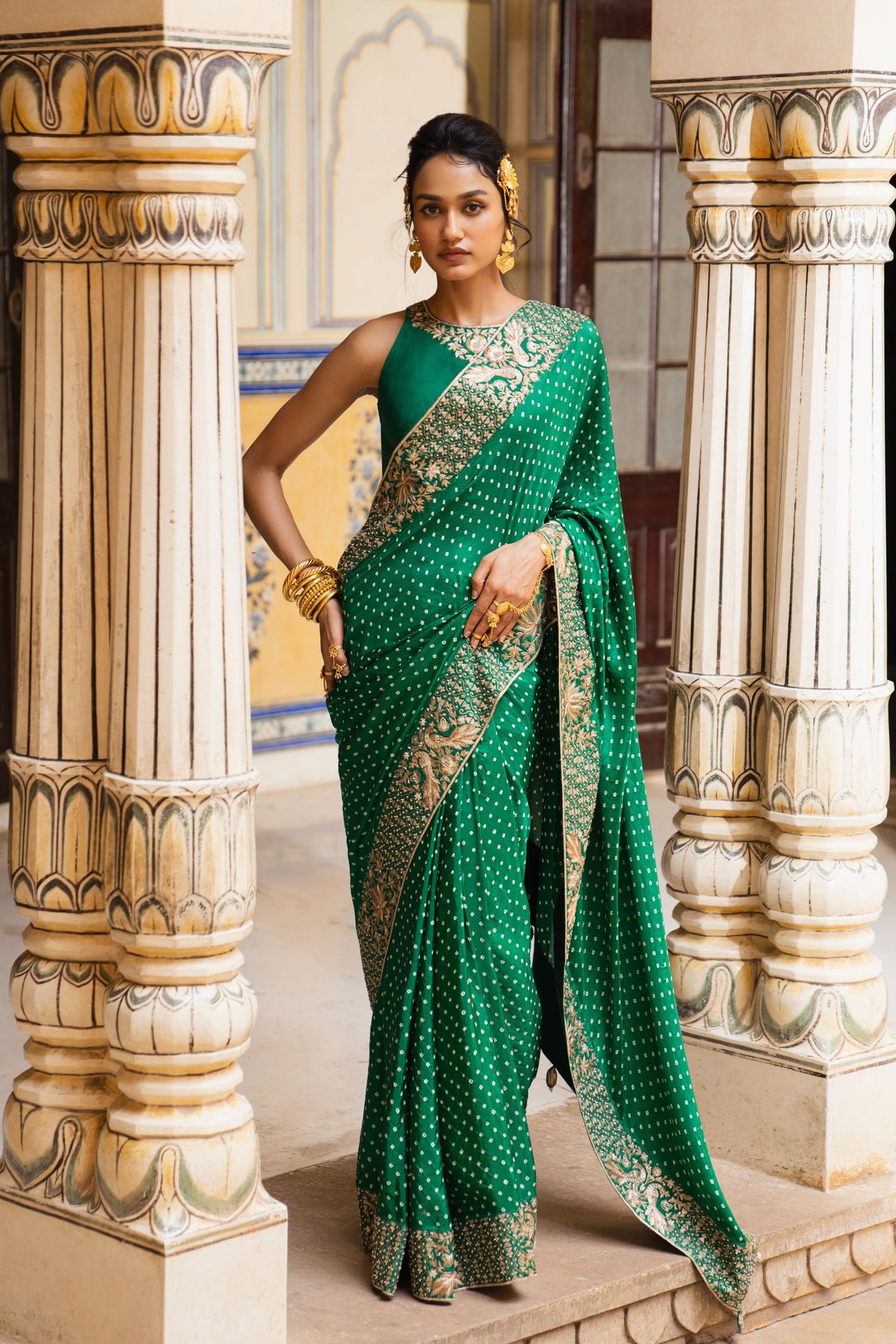 Peacock and Lotus Saree