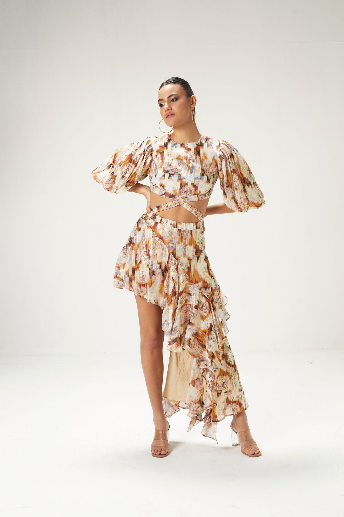 Rust Asymmetric Backless Dress