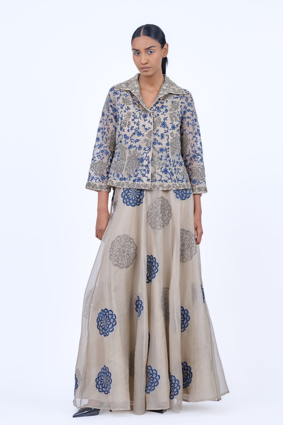Threadwork Skirt in Silk Organza