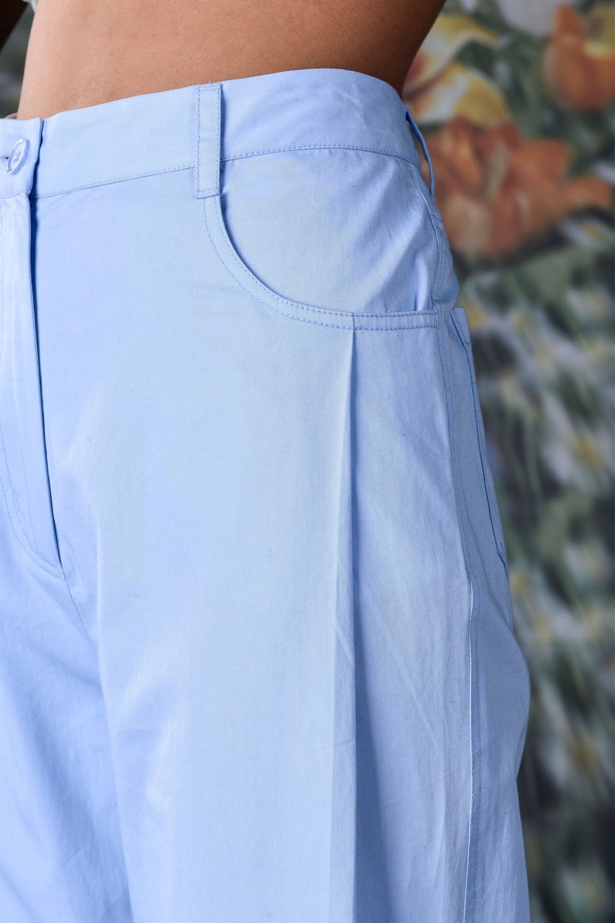 Cotton Twill Trousers Light Blue