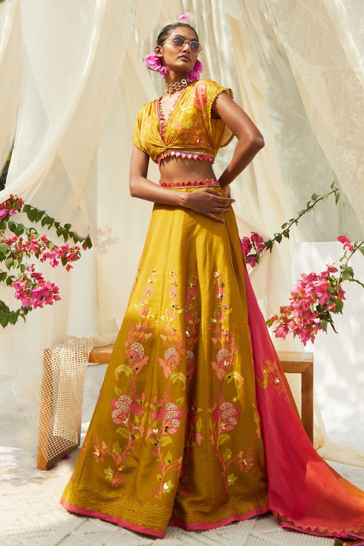 Lehenga Set In Mehendi