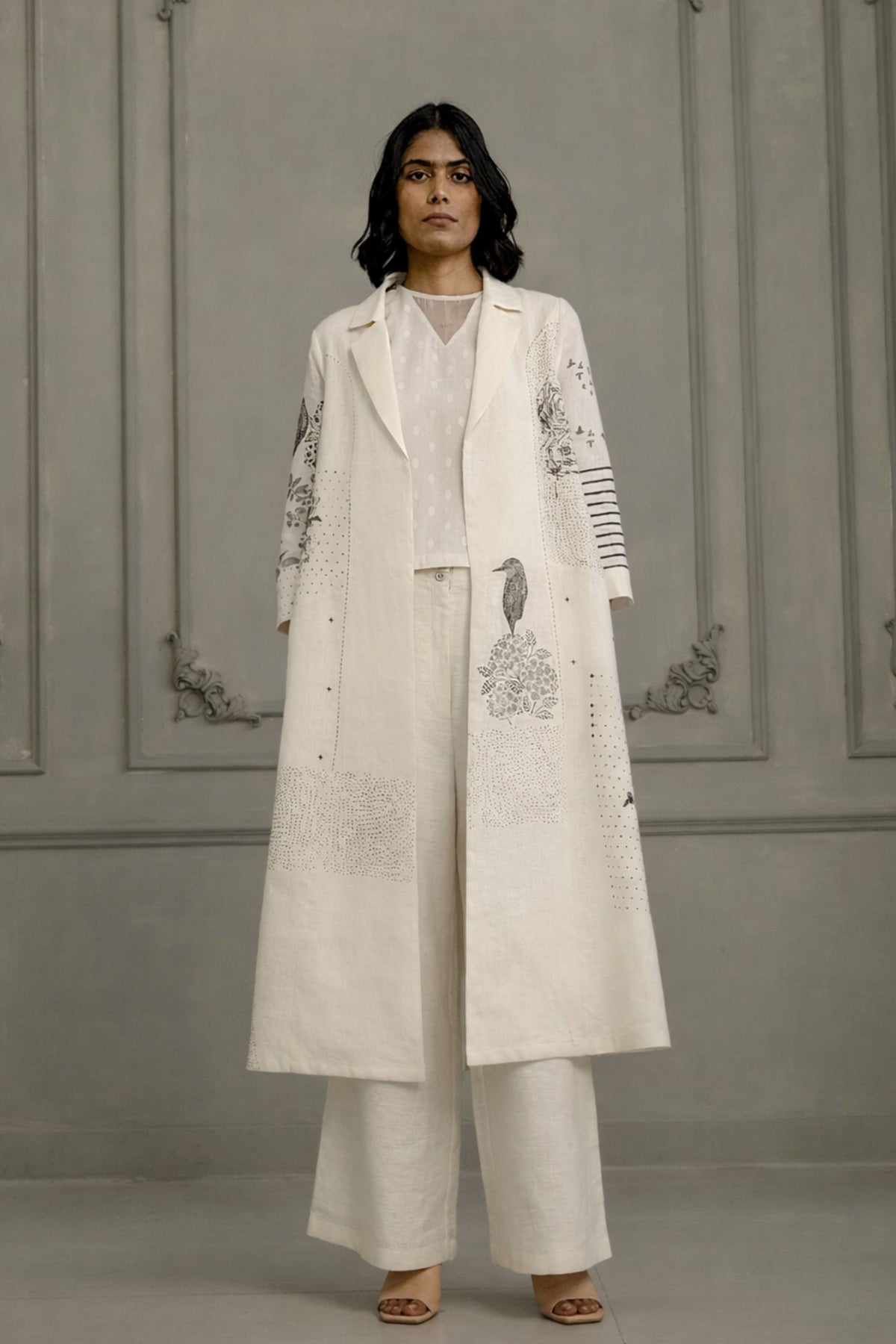 Ivory Embroidered Jacket Set