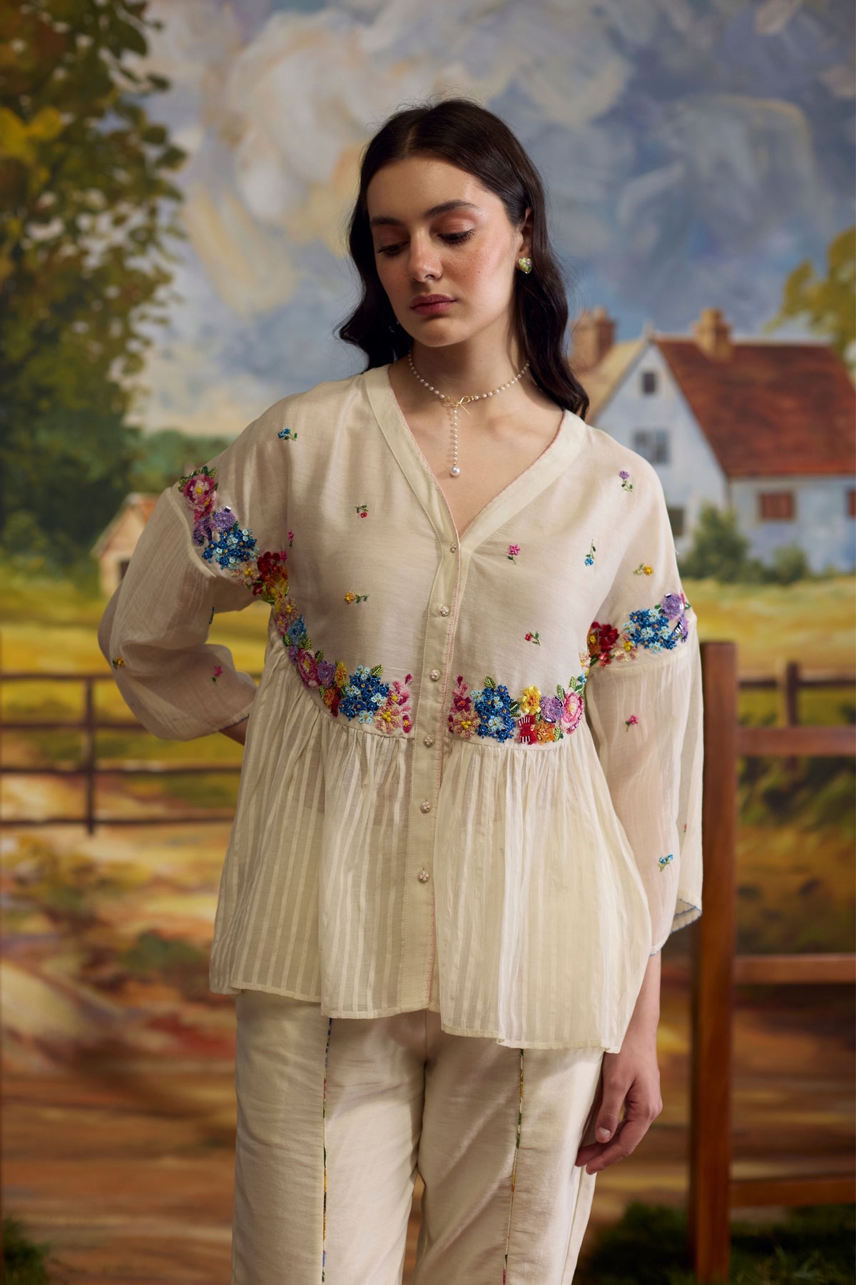 Lumina Gathered Chanderi Top