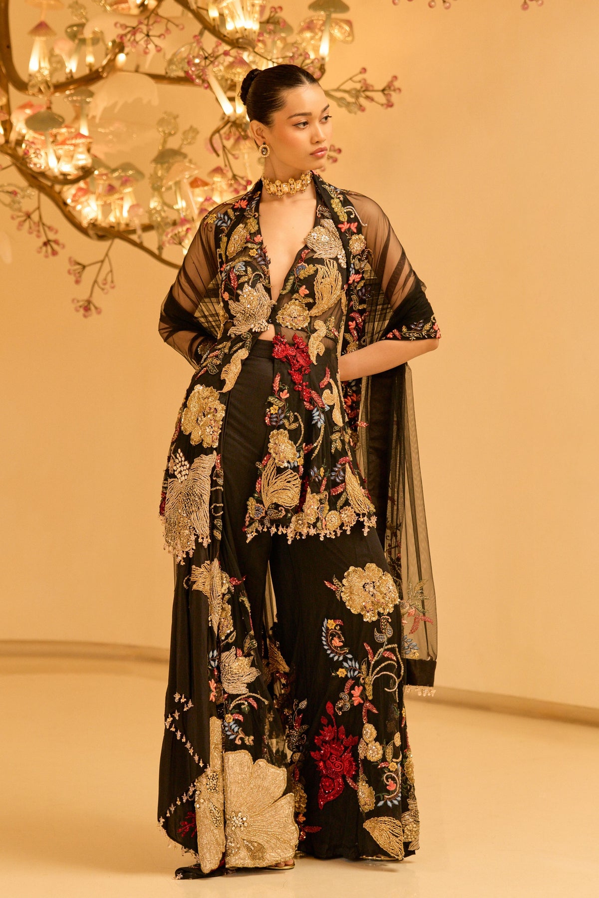 Noir Sharara Set