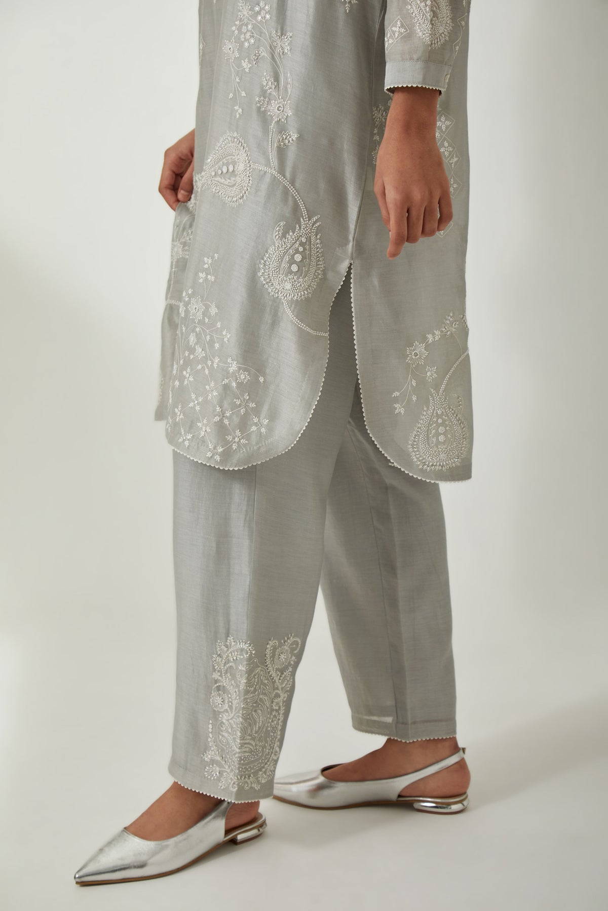Grey Sequins Kurta Set