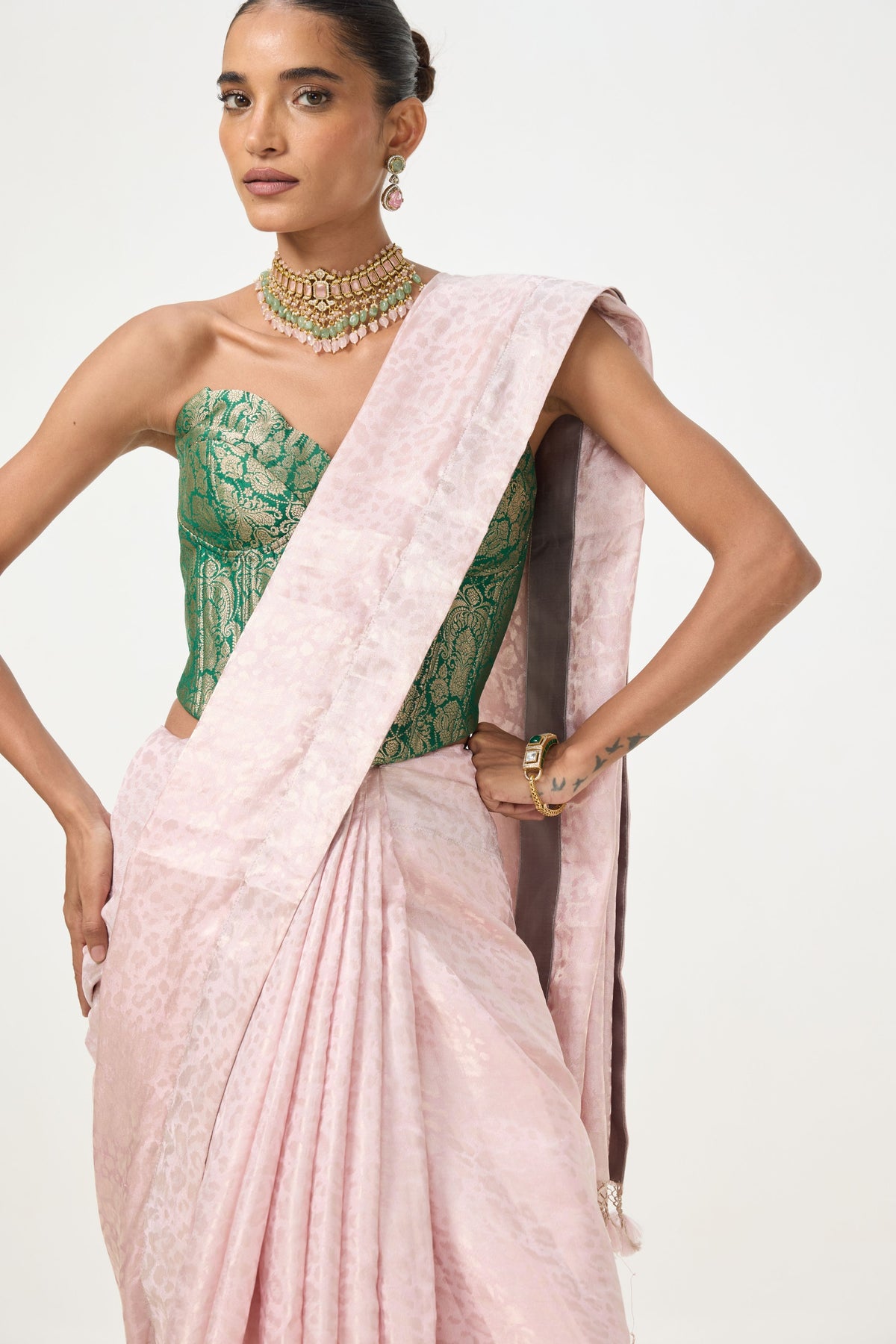 Pink Tissue Saree