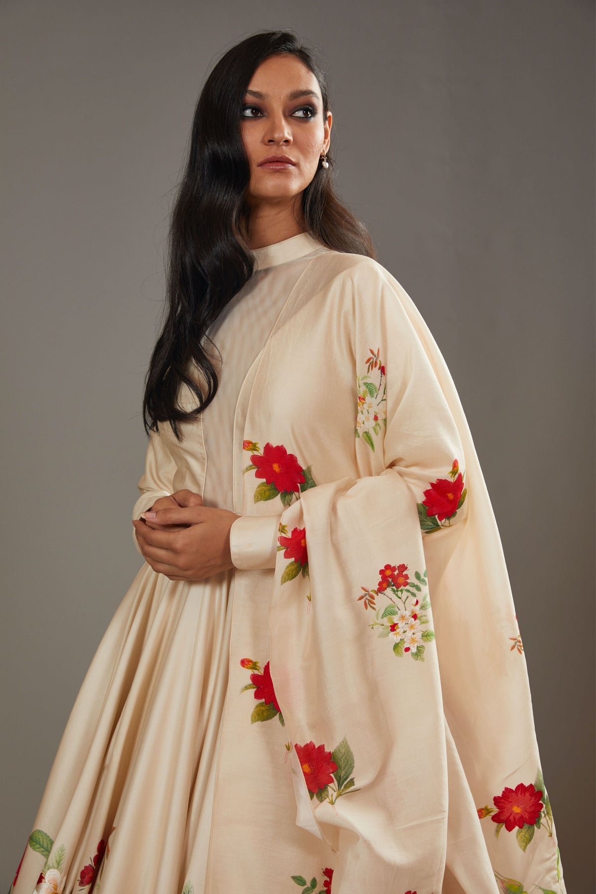 Printed Chanderi Anarkali Set