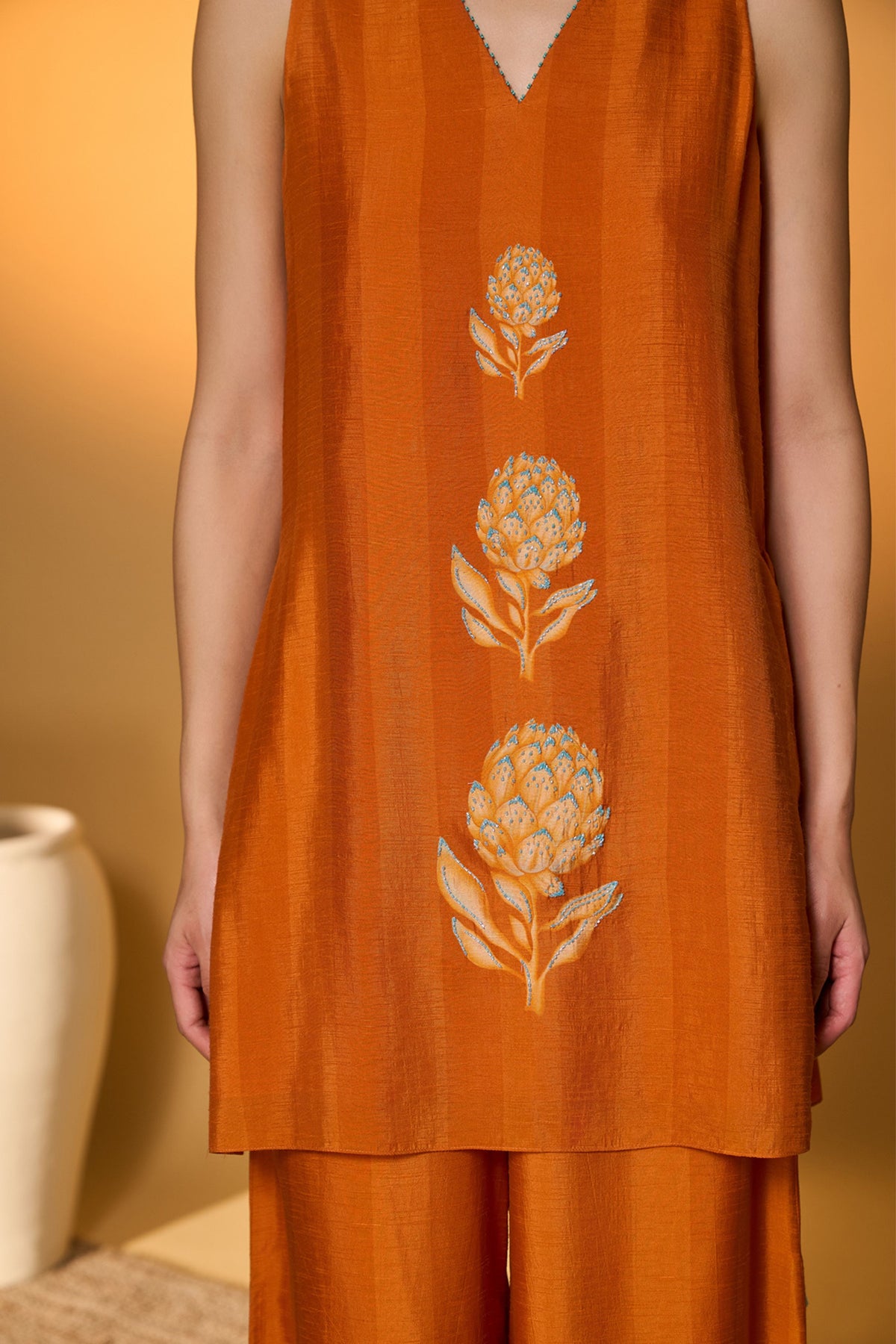 Saffron Sky Striped Kurta Set