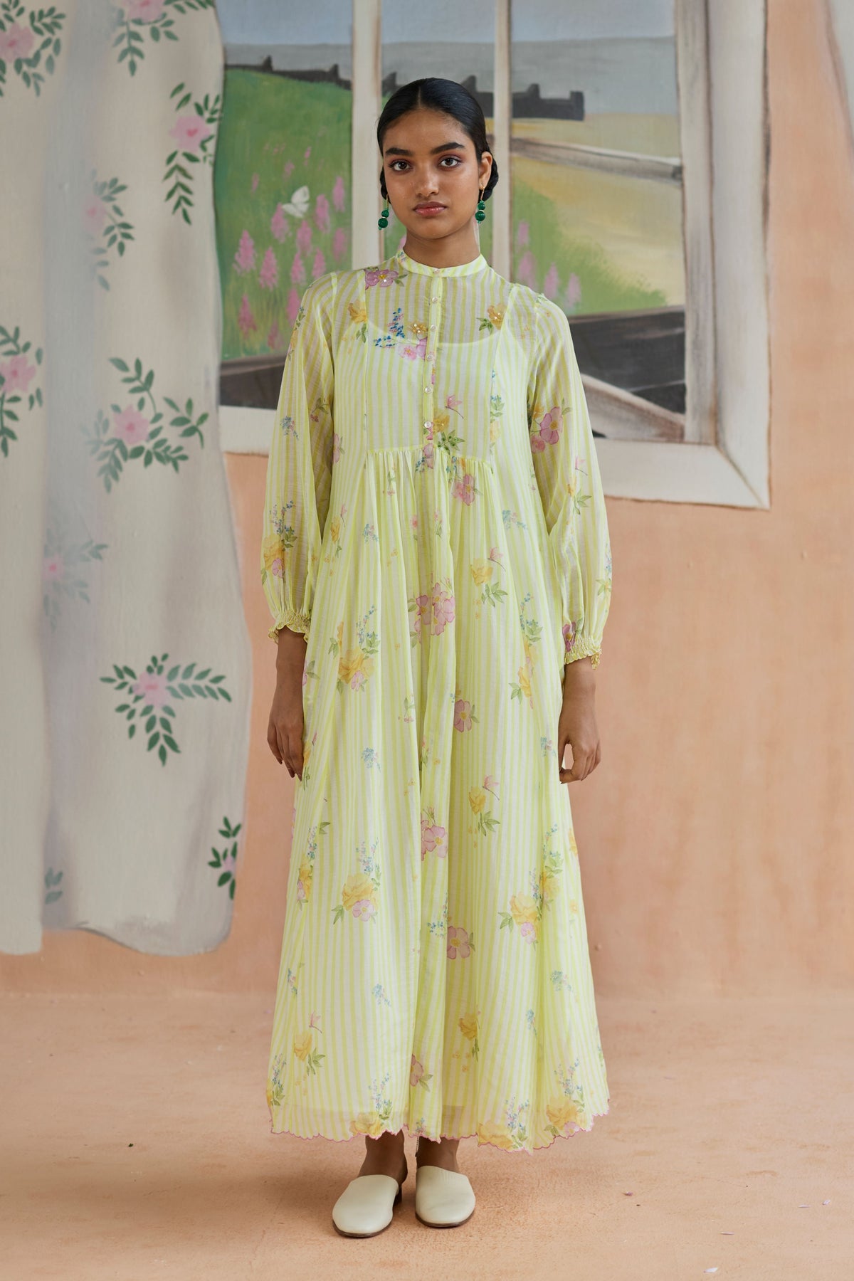 Serene Flora Maxi Dress Chanderi