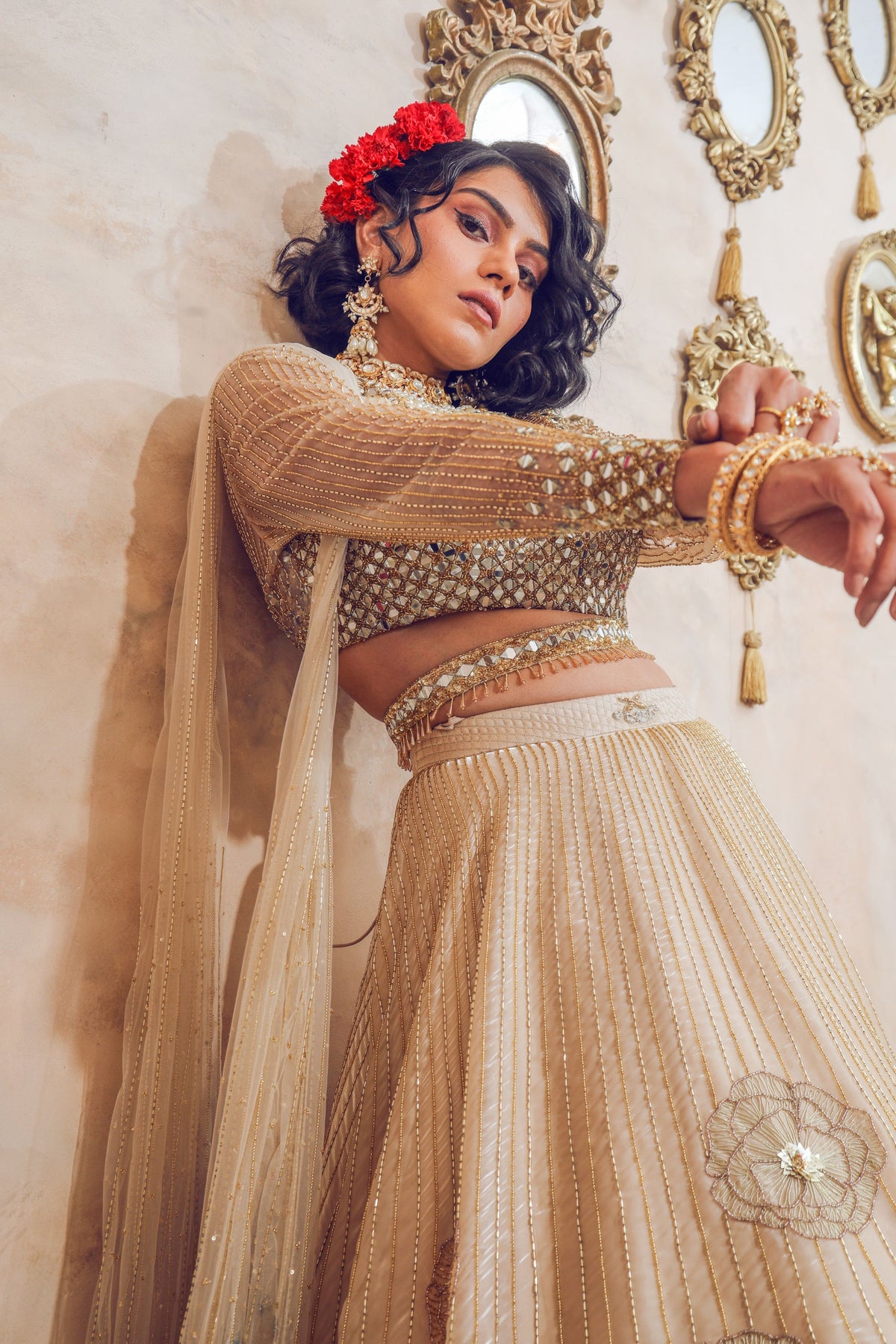 Ivory Embroidered Lehenga Set