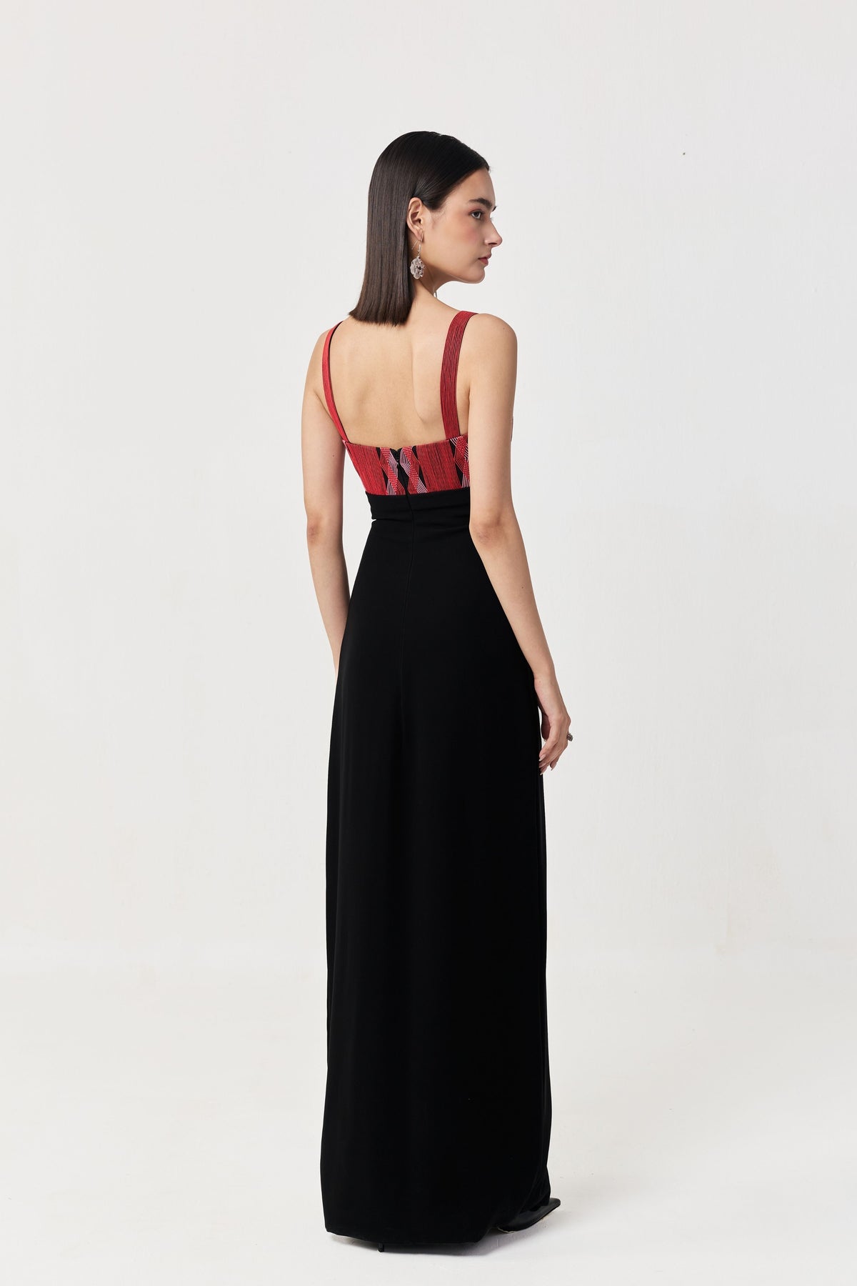 Entwined Red Corded Yoke Dress