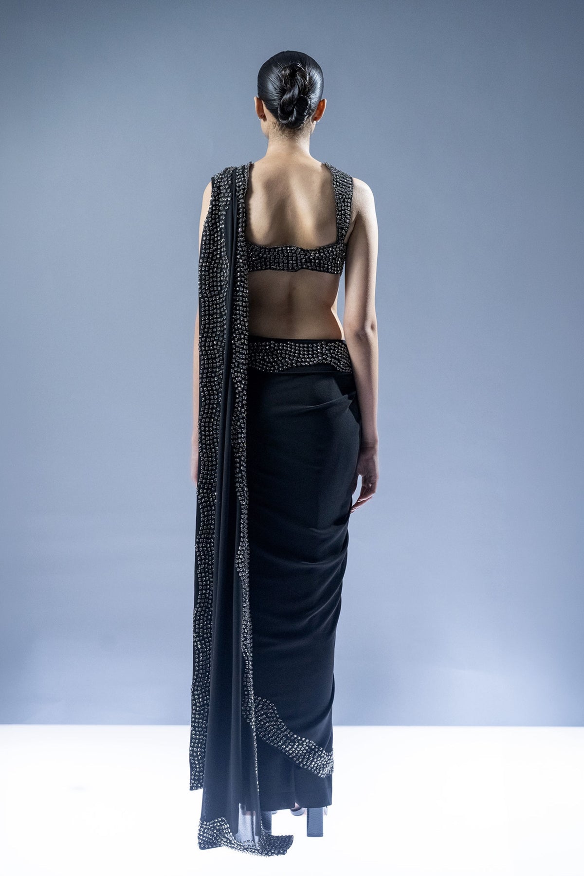 Midnight Crystal Drape Saree
