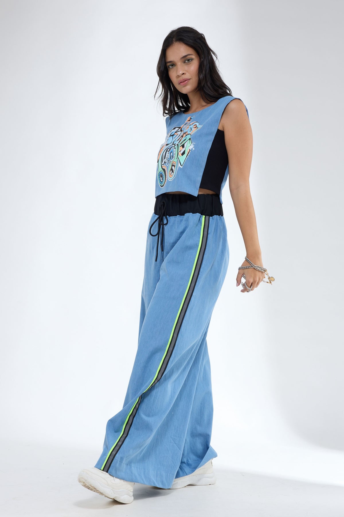 Funky Motif Denim Co-ord Set