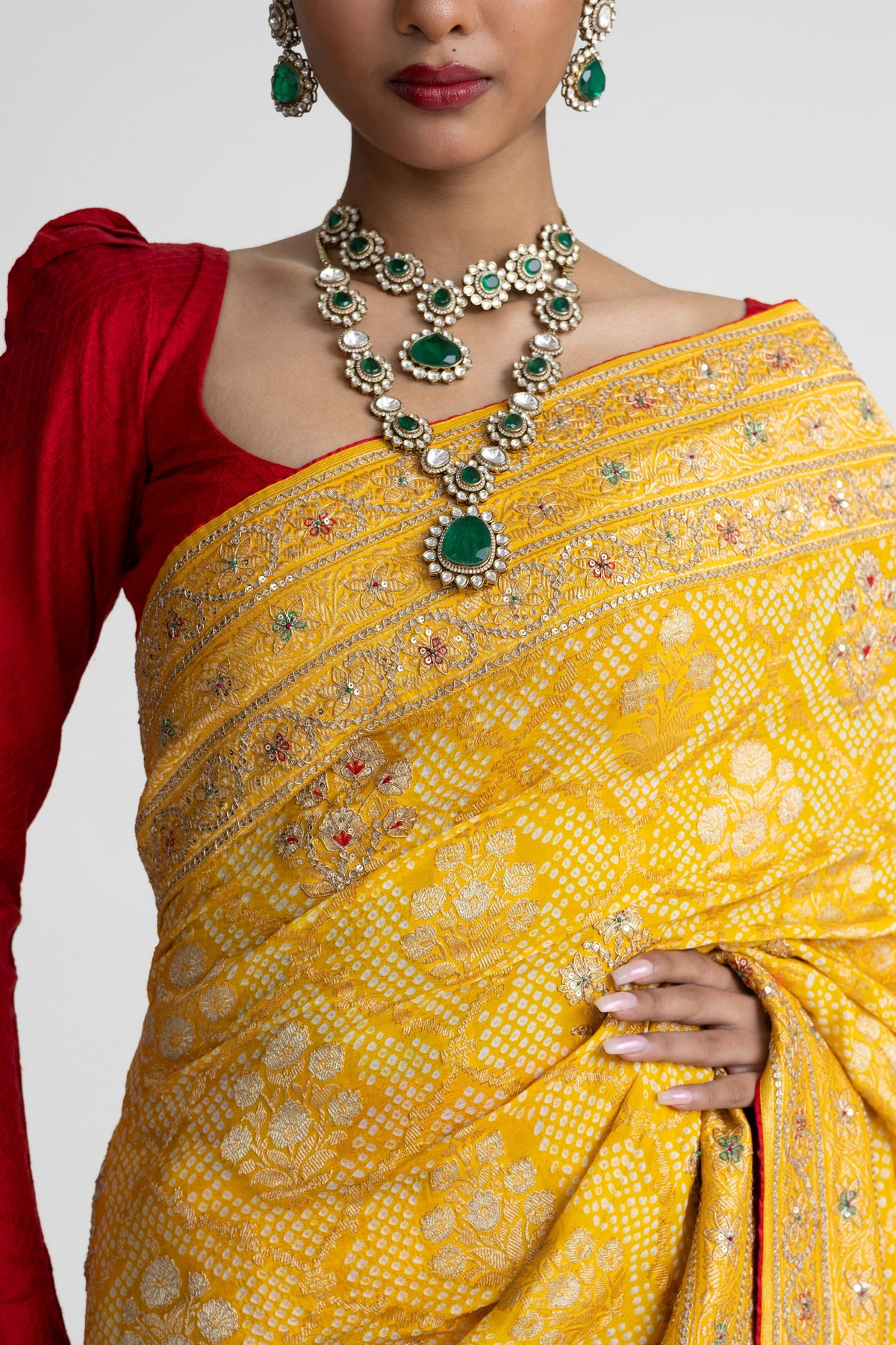 Yellow Banarasi Bandhani Saree