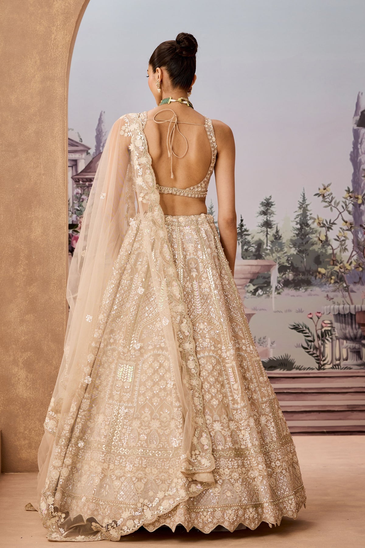 Ald Cream Copper Lehenga Set