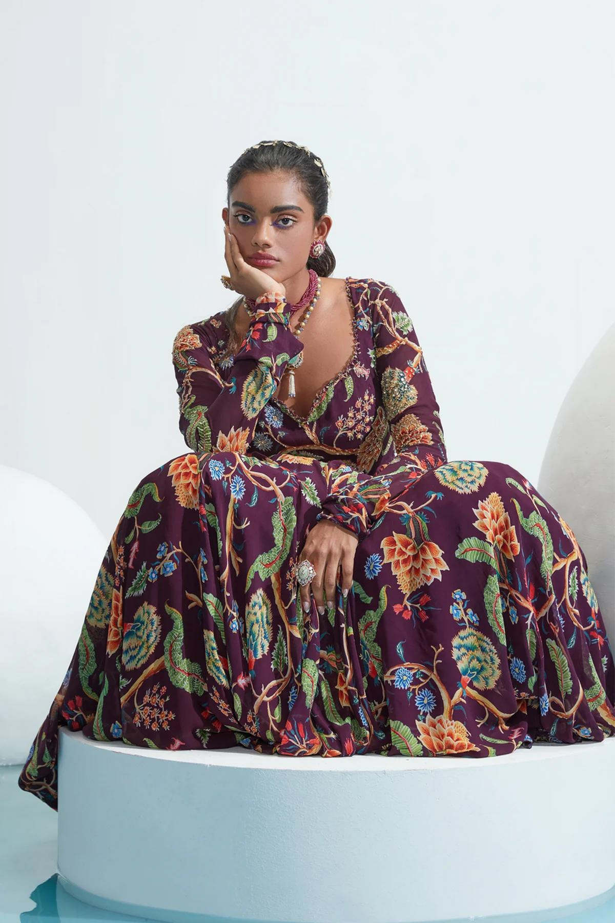 Marwa Purple Embroidered Anarkali Set