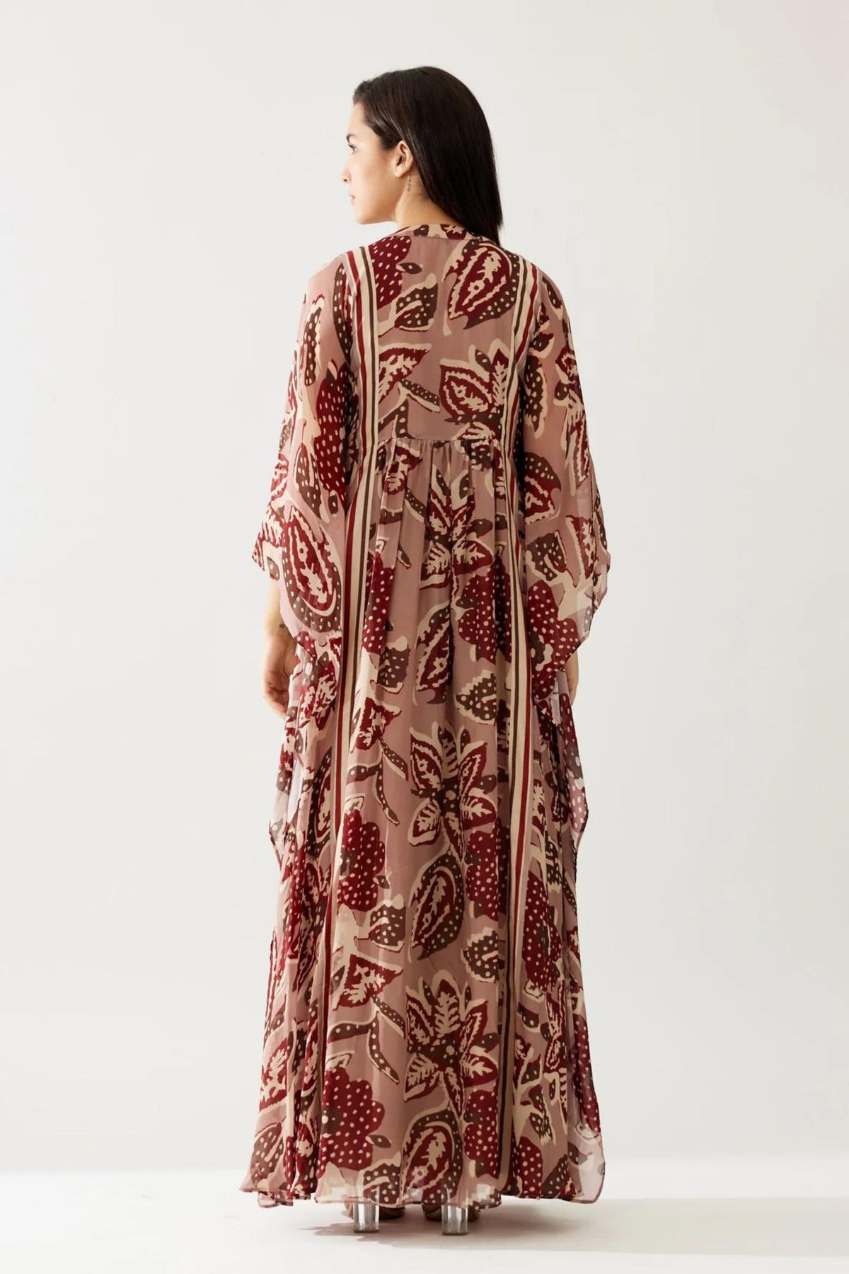 Red And Peach Floral Kaftan