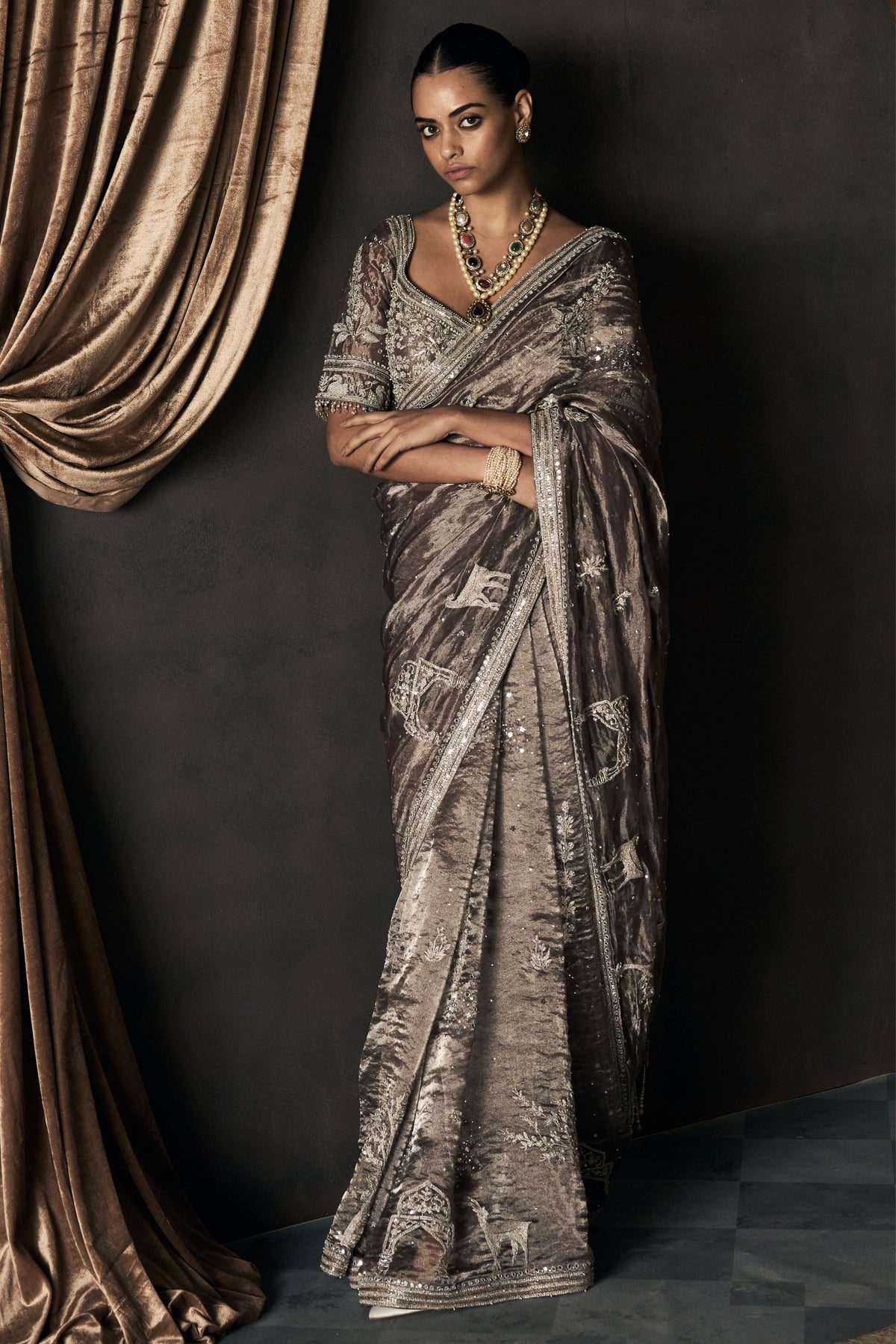 Masai Landscape Tissue Saree Set