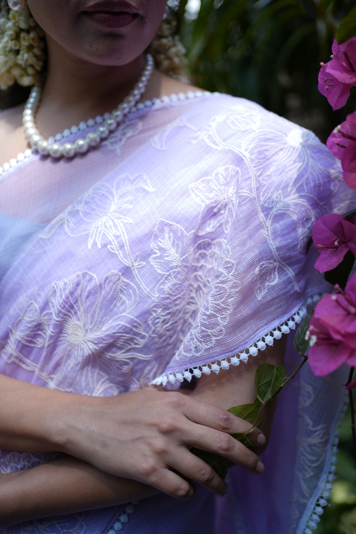 Nalini Intricate Lace Lilac Saree