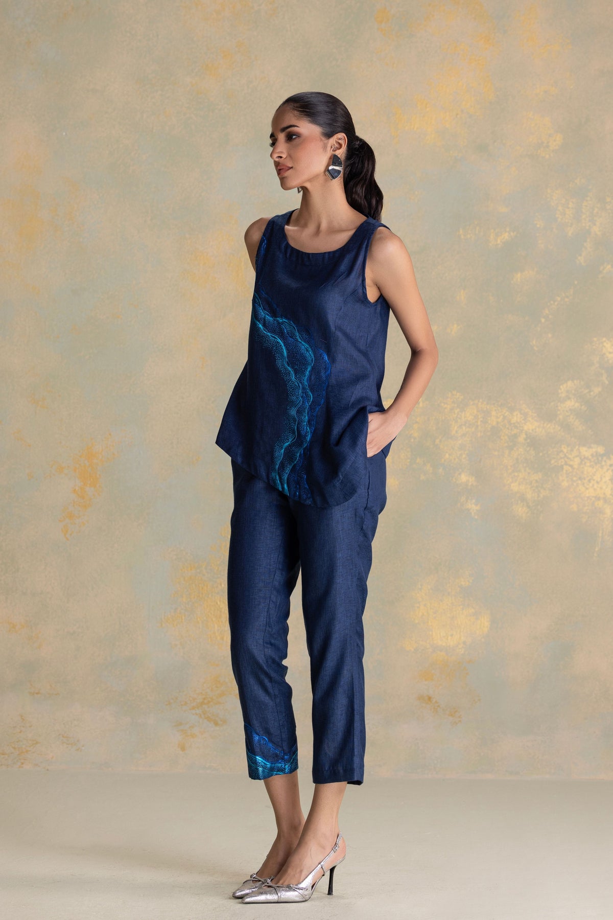 Peacock Navy Top