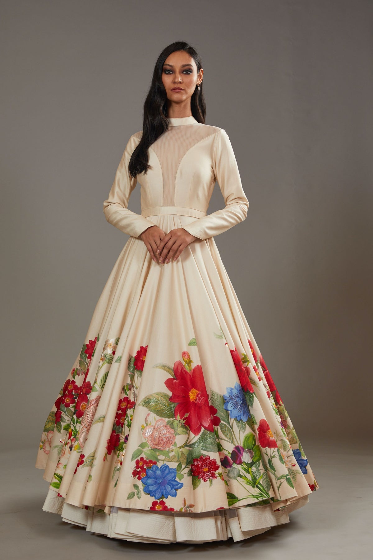 Printed Chanderi Anarkali Set