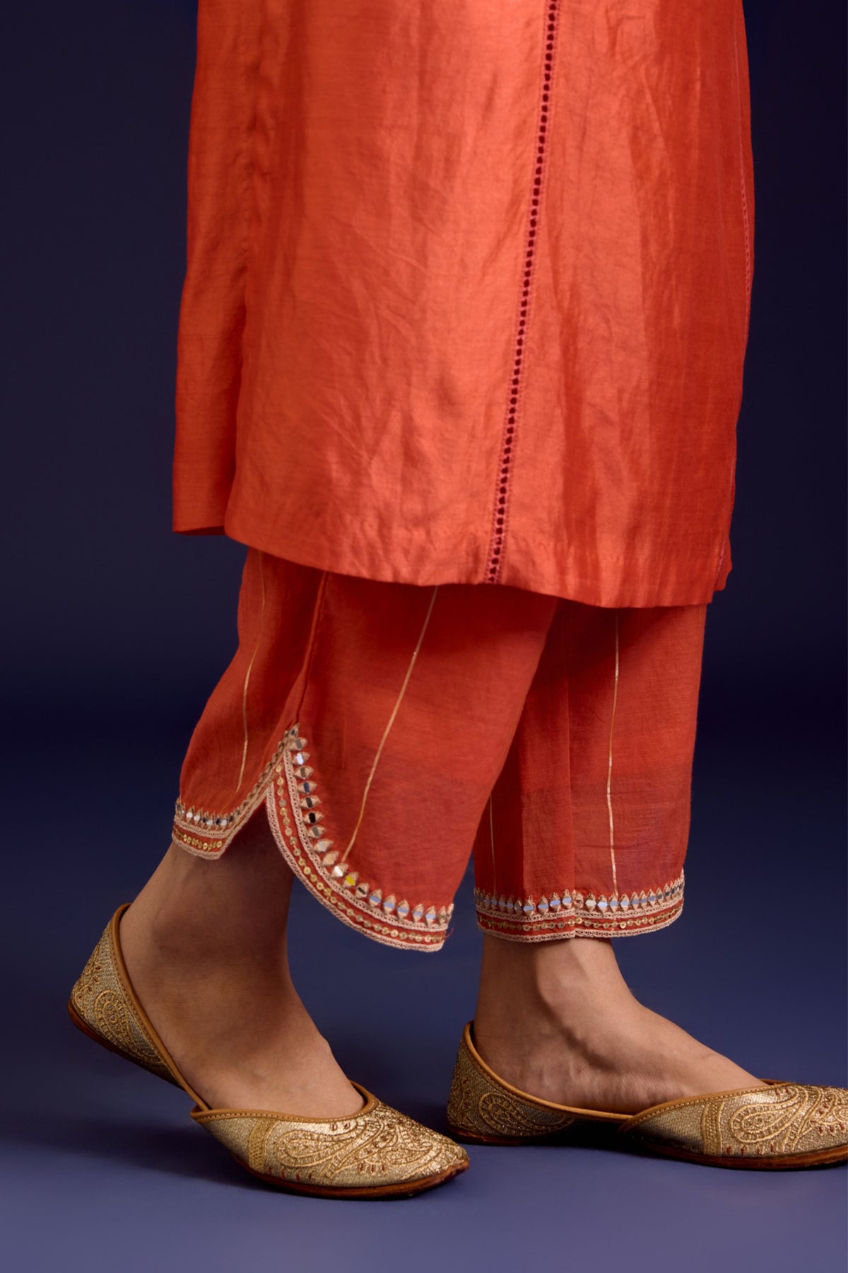 Orange Chinniya Kurta Set