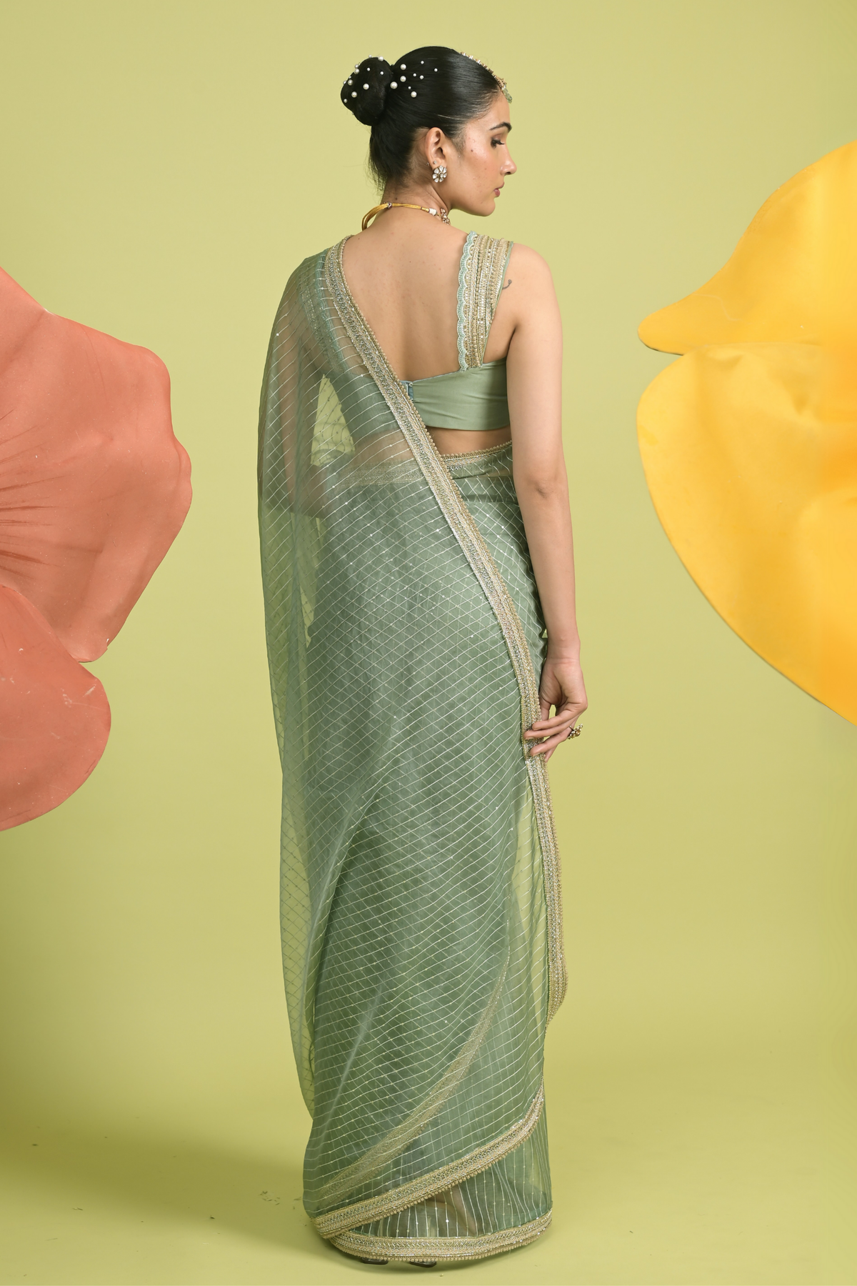 Matcha Melody Saree Set