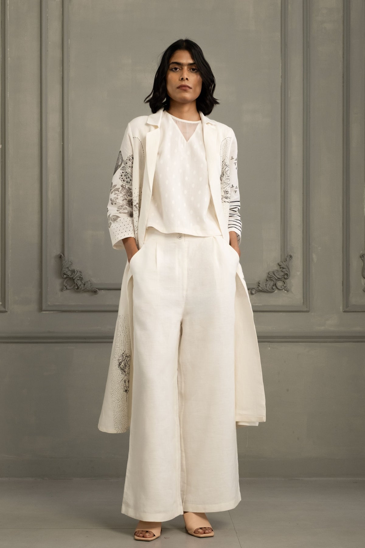 Ivory Embroidered Jacket Set