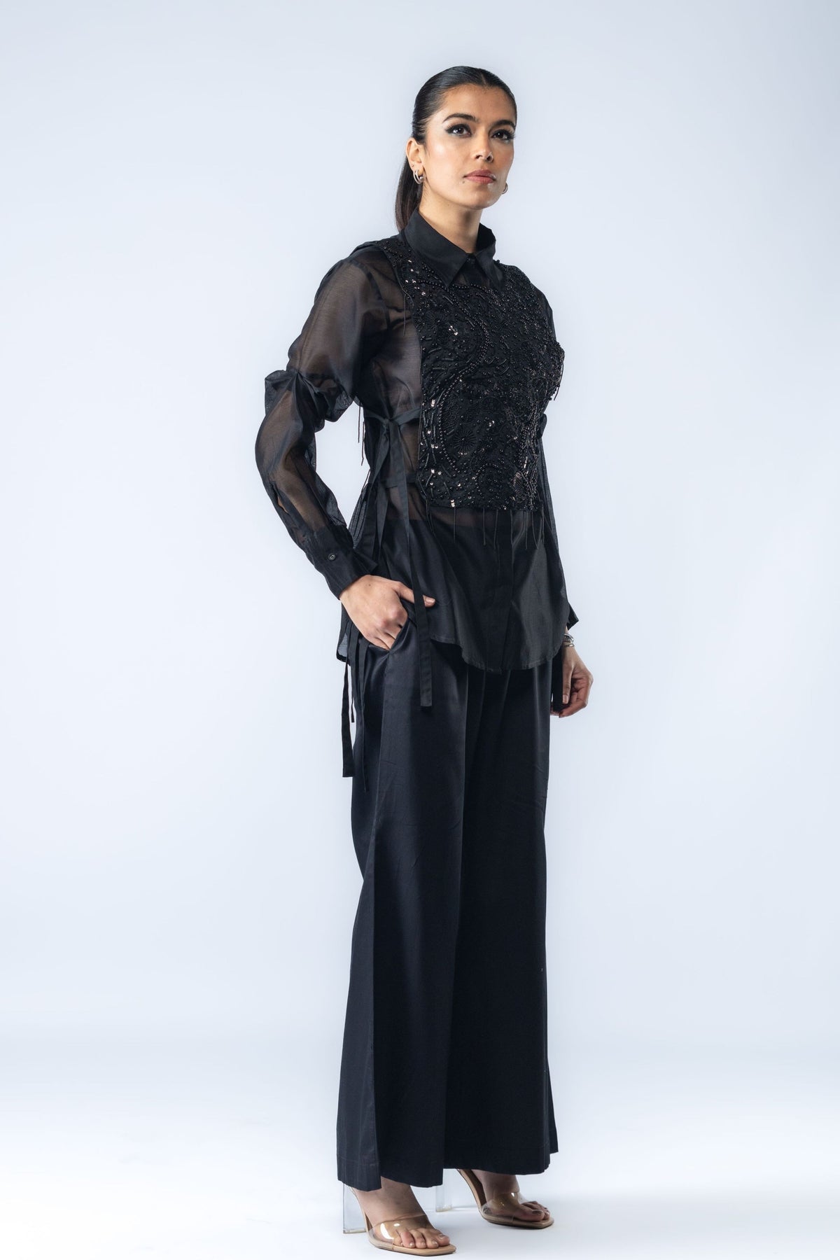 Black Embroidered Bib