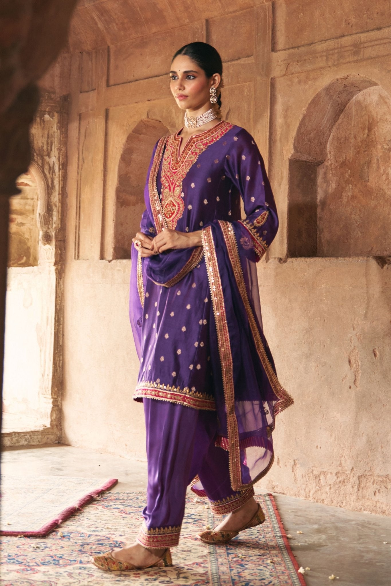Hafsa Purple Chauga With Salwar - Sheetal Batra - Elahe