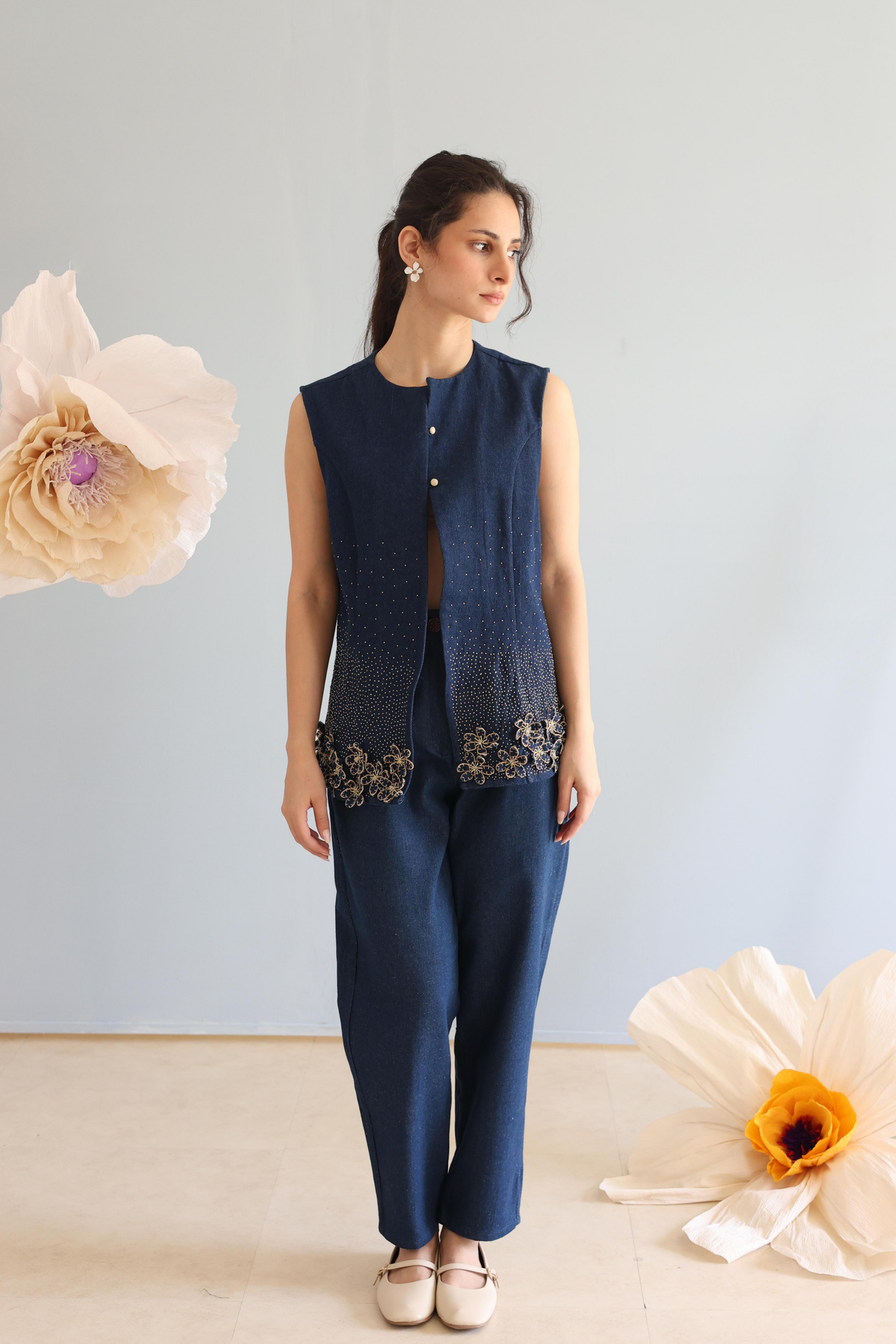 Midnight Blue Beaded Top
