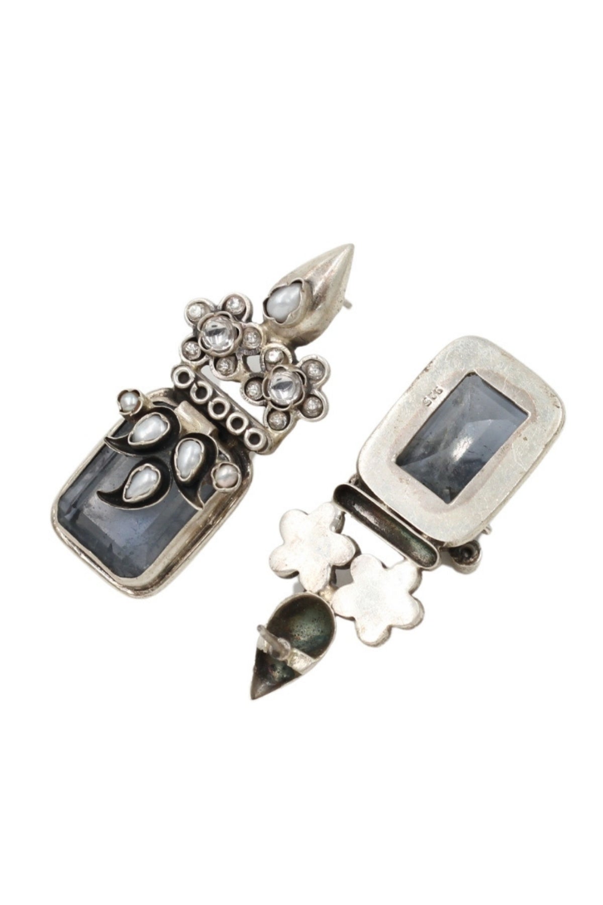 Classic Gray Silver Earrings
