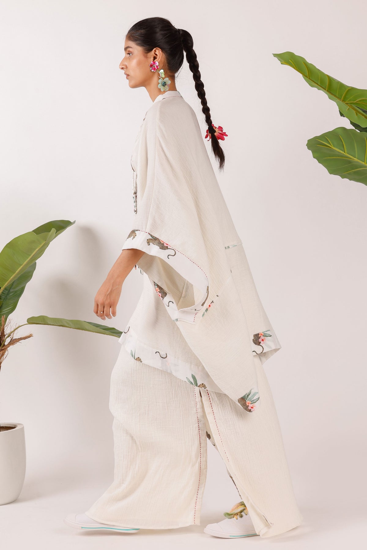 Ivory Cotton Crush Kaftan Set