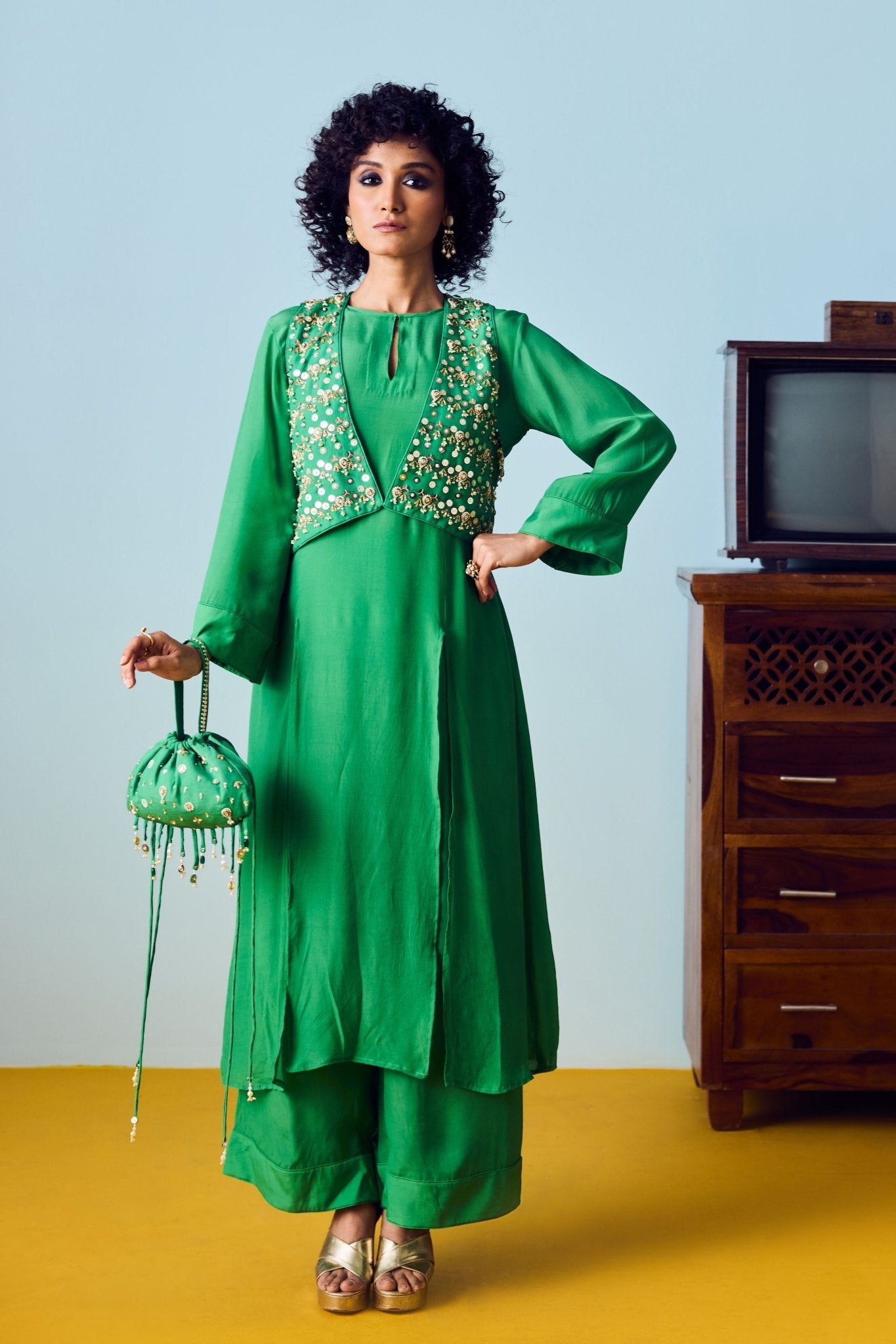 Tora Green Kurta Set - Prahnaaya - Elahe
