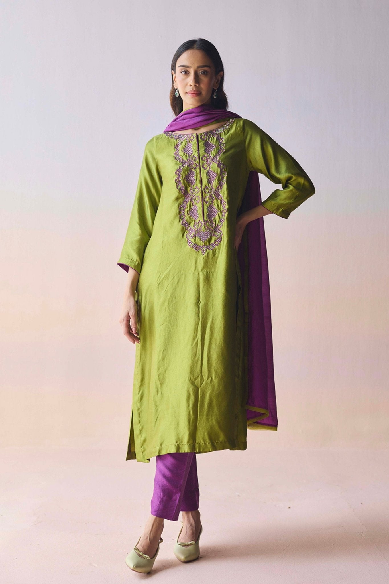Lightfall Purple Dupatta - Surmaye - Elahe