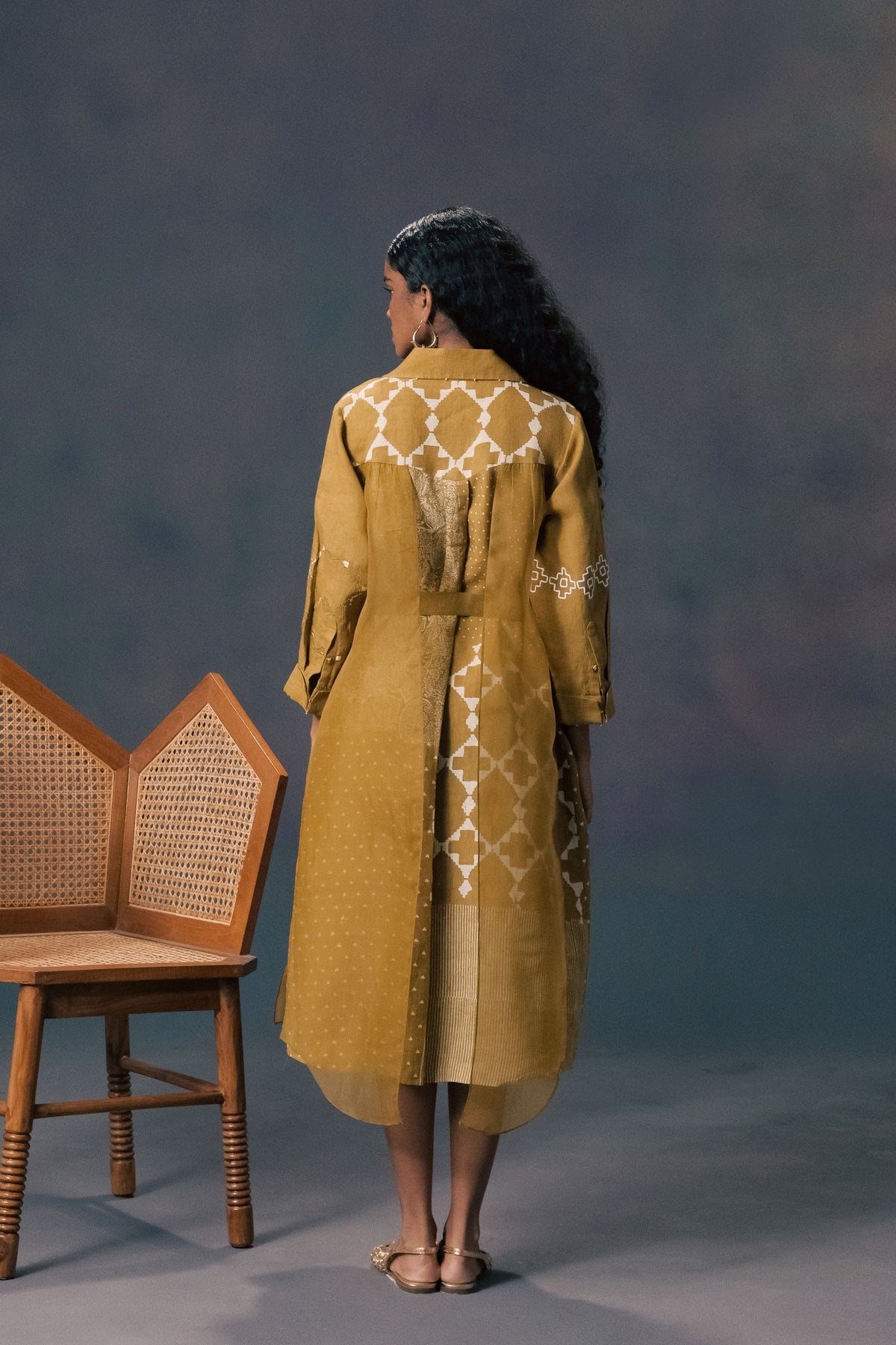 Moss Green Printed Dress