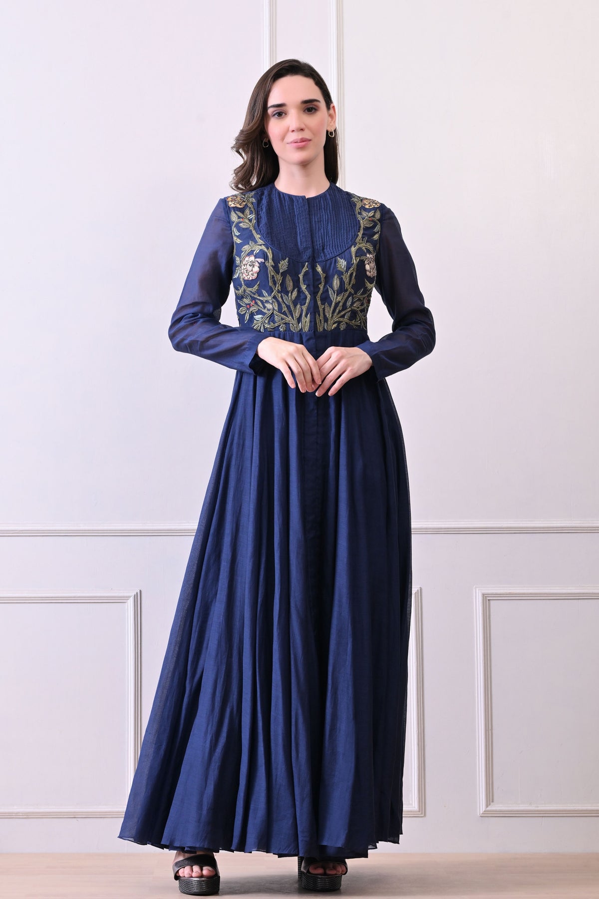 Blue Silk Embroidered Anarkali