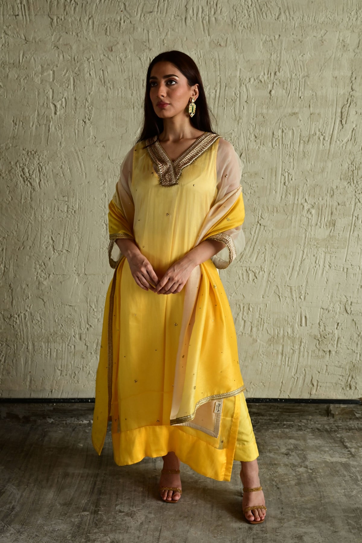 Sunshine Yellow Waahida Kaftan Set