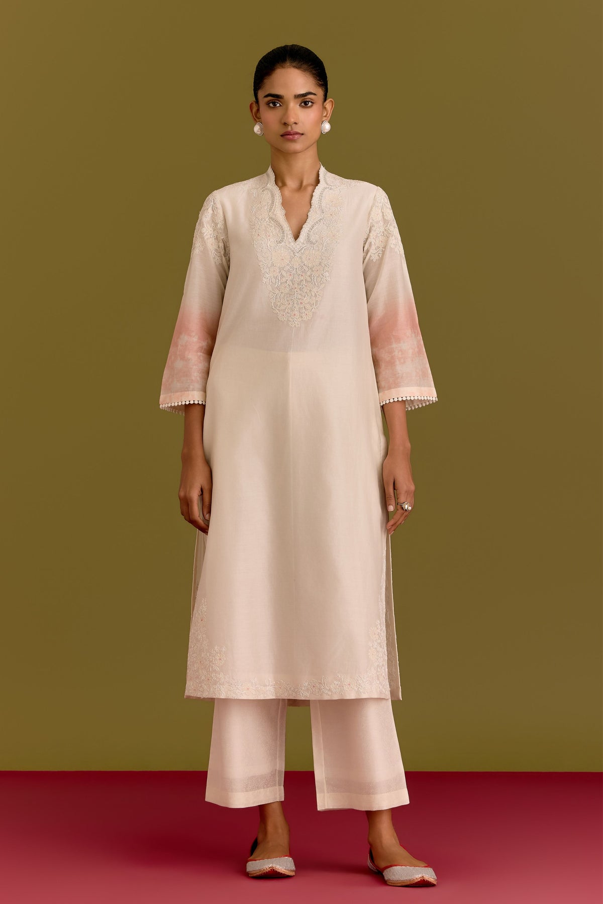 Ivory Pink Kurta Set