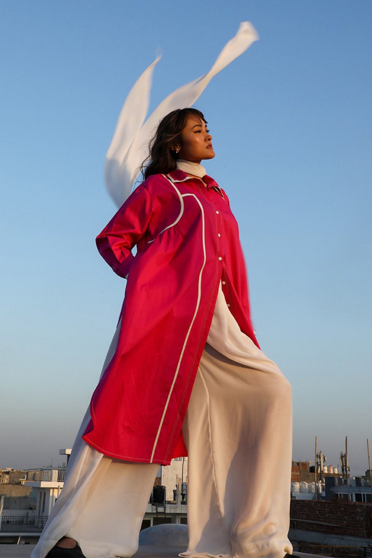 Fuchsia Line Shirt Dress