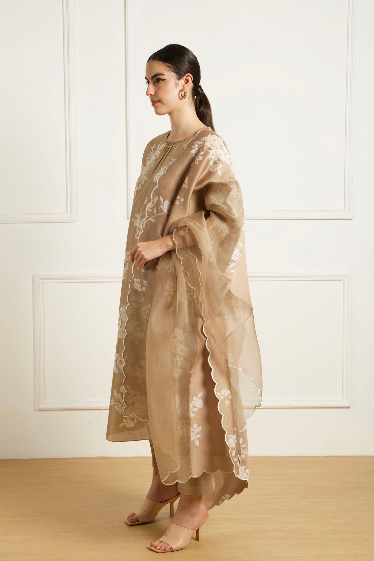 Beige Print Kurta Set
