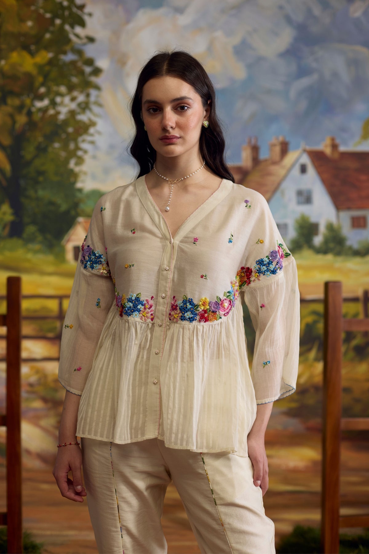 Lumina Gathered Chanderi Top