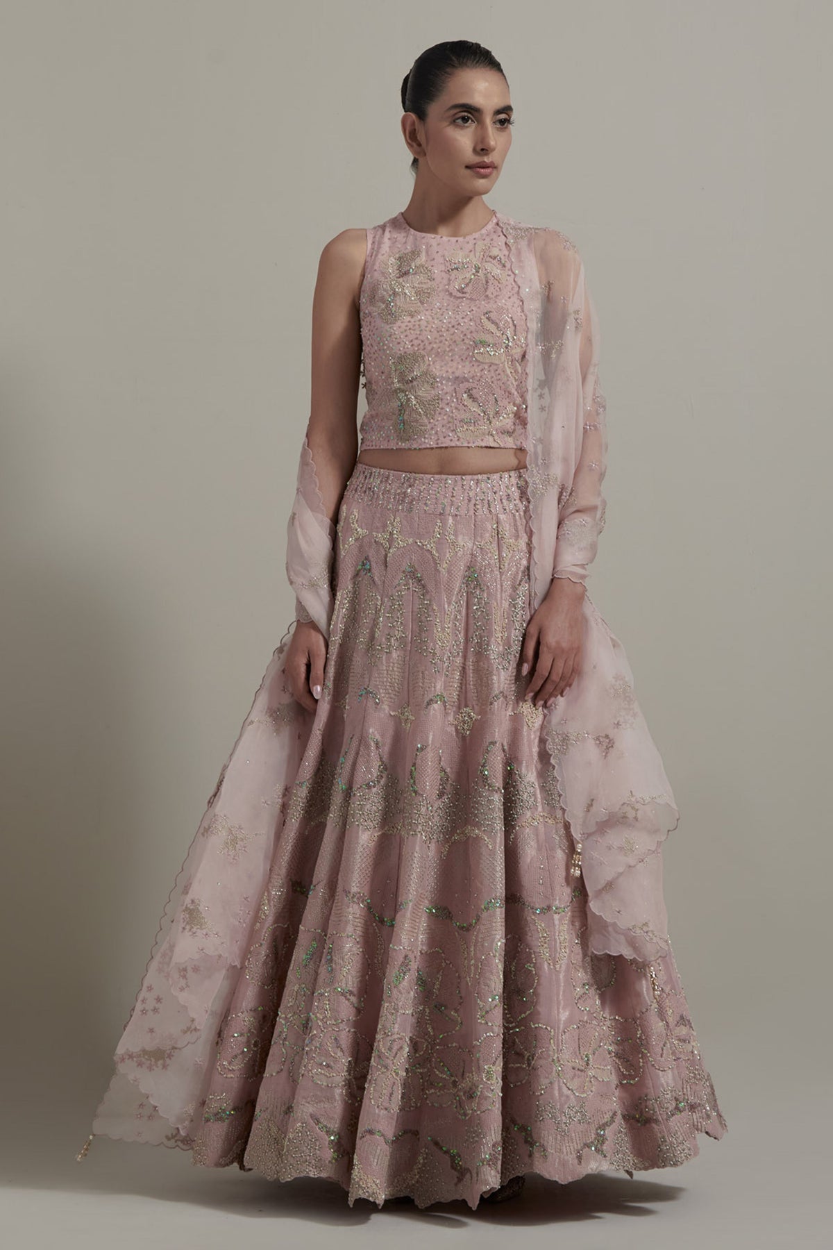 Pink Embellished Lehenga Set