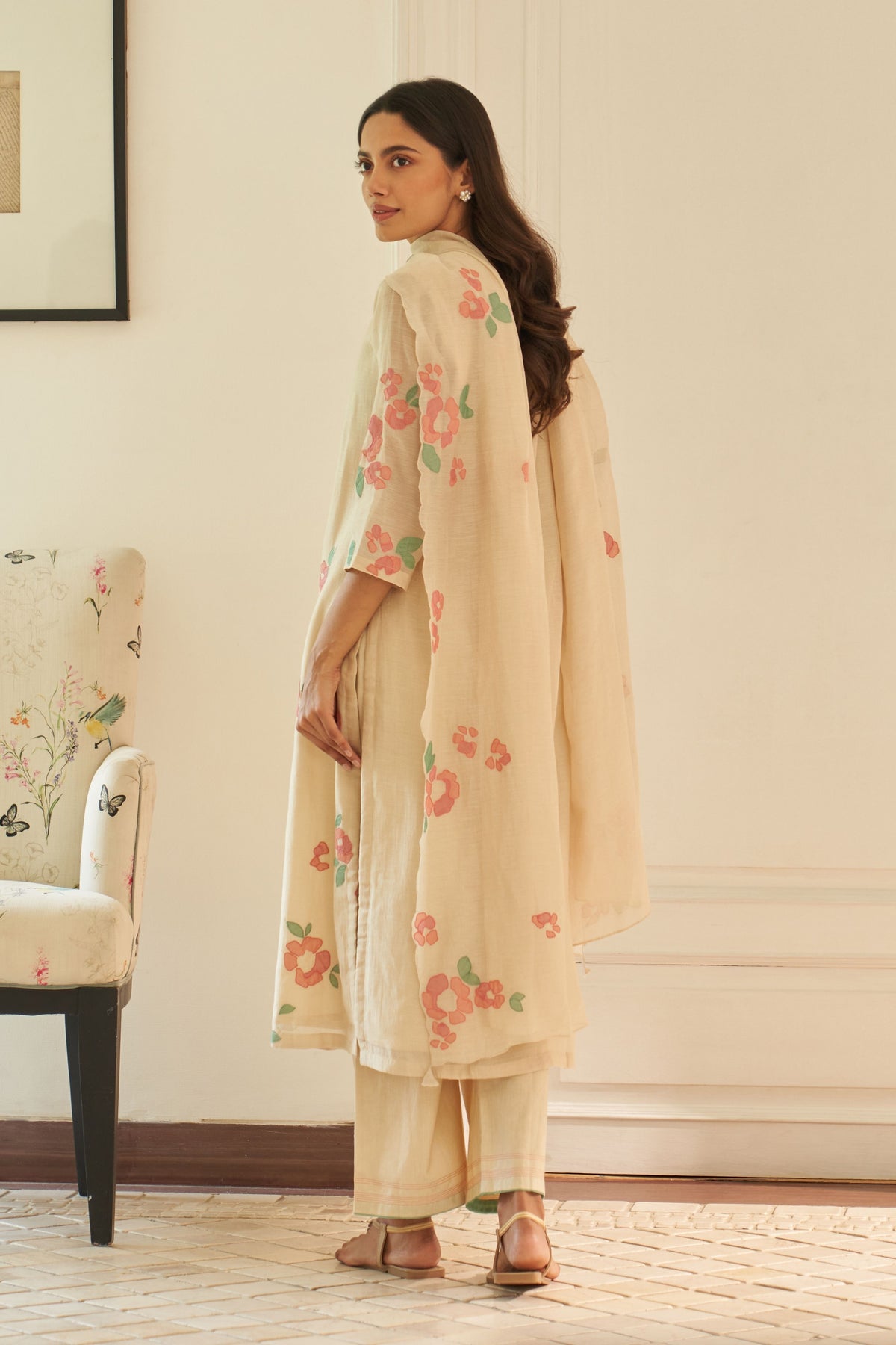Ecru Applique Kurta Set