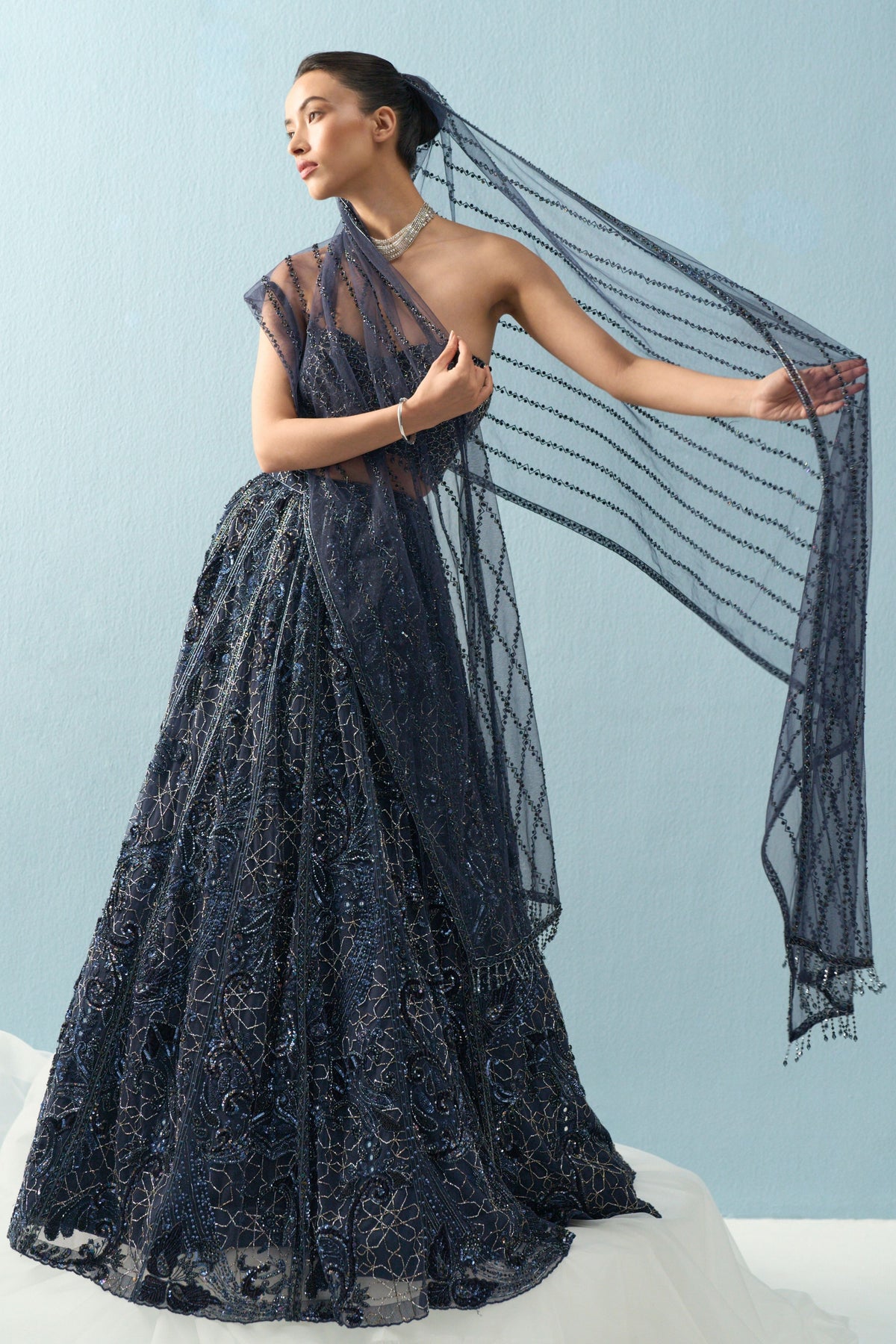 Navy Blue Lehenga Set