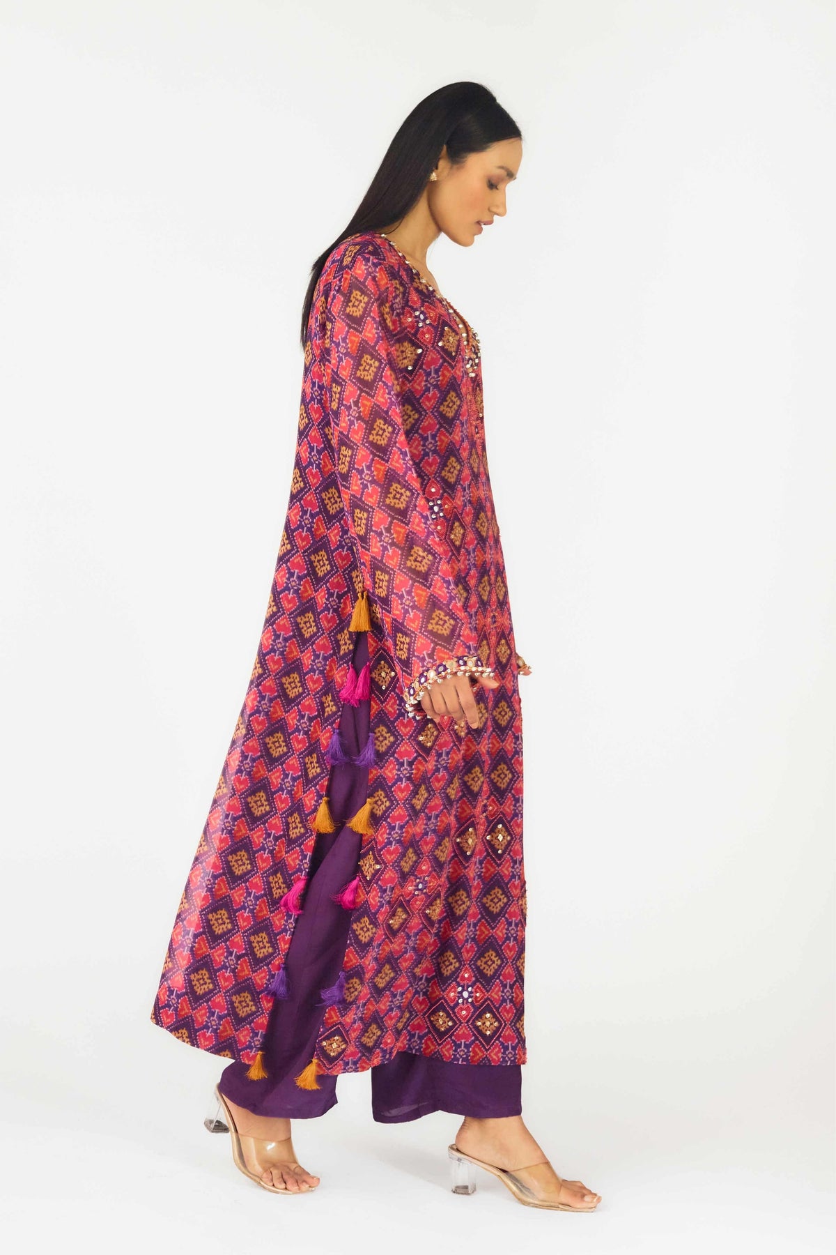 Purple Printed Suit Set