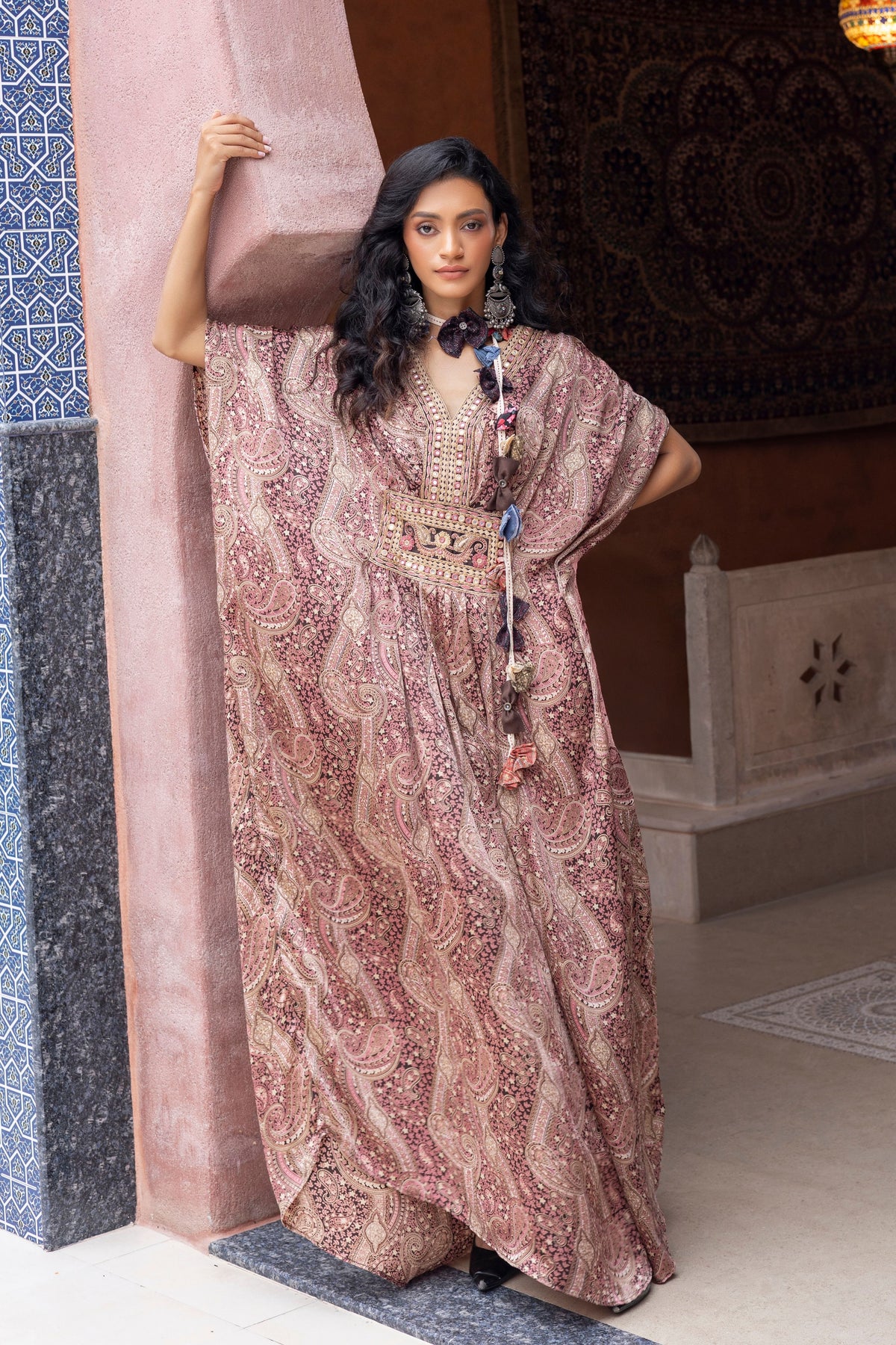 Brown Printed Kaftan